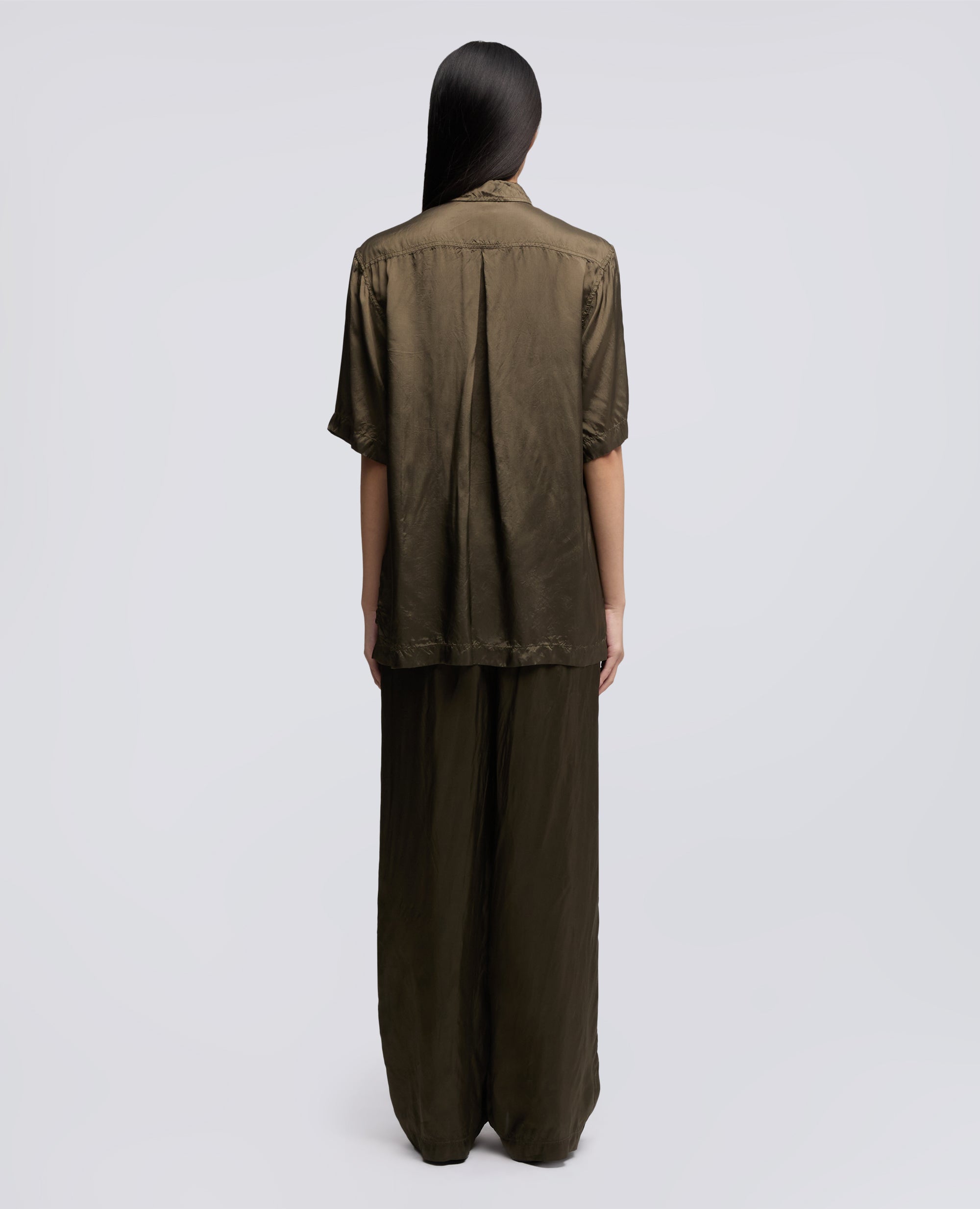 CAMICIA LUNGA IN TWILL DI VISCOSA FINISSAGGIO LAVATO - VERDE - ASPESI