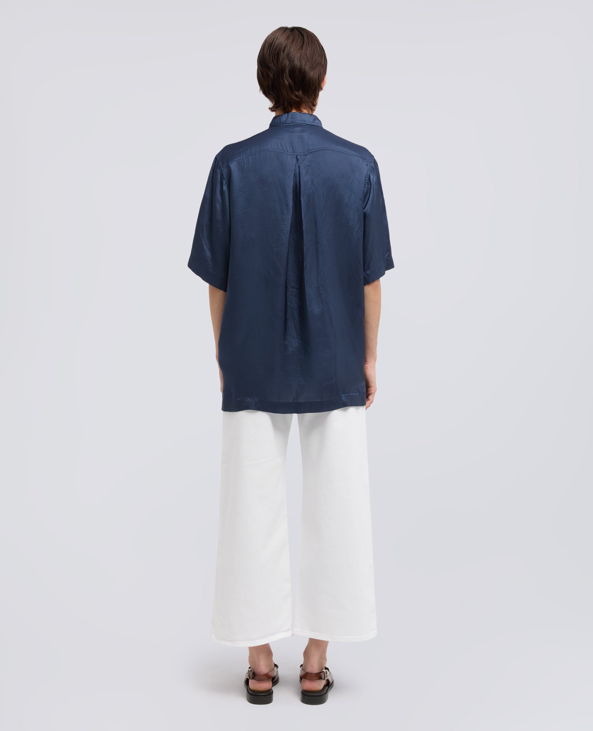 CAMICIA LUNGA IN TWILL DI VISCOSA FINISSAGGIO LAVATO - BLU - ASPESI