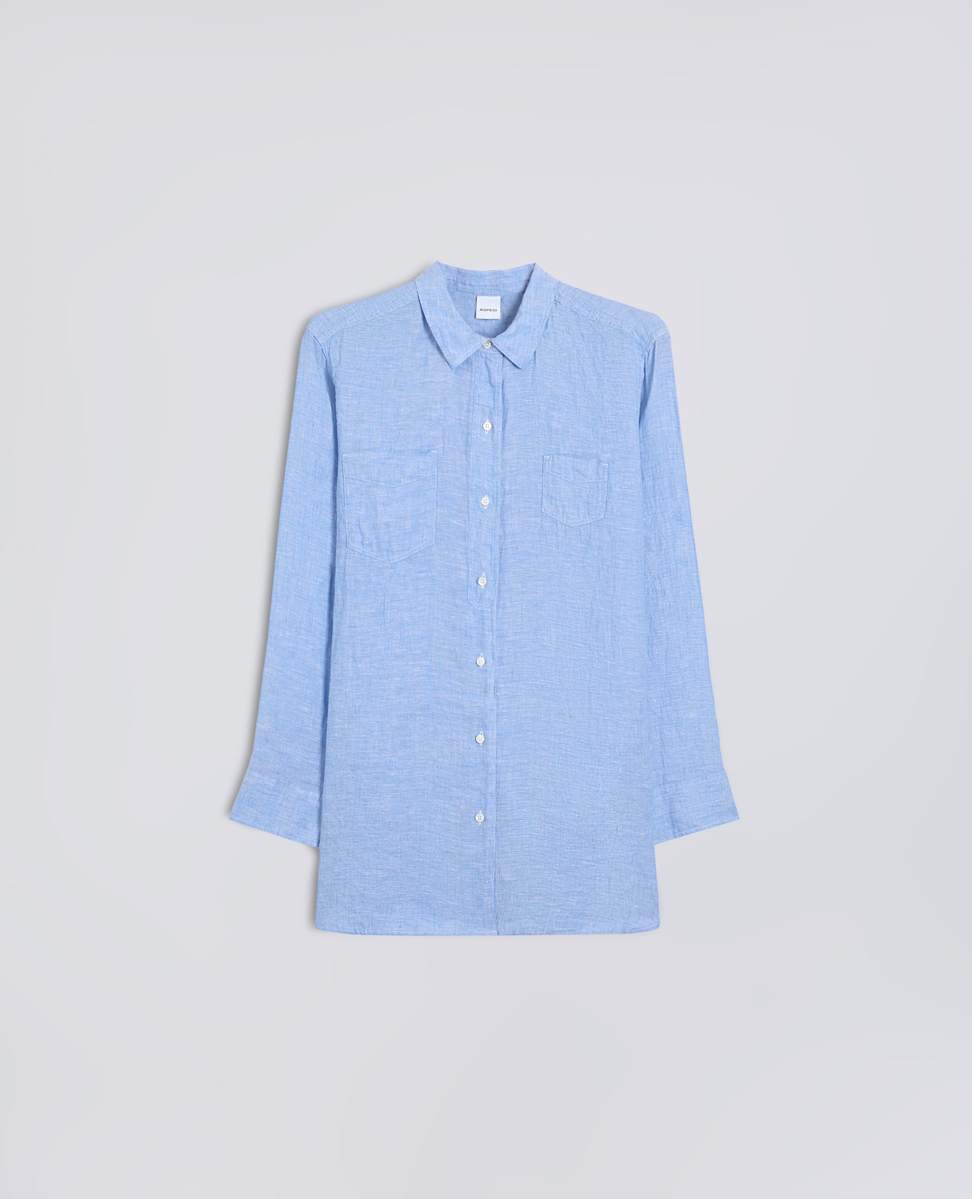 CAMICIA GIROCOLLO IN LINO DELAVE - AZZURRO - ASPESI