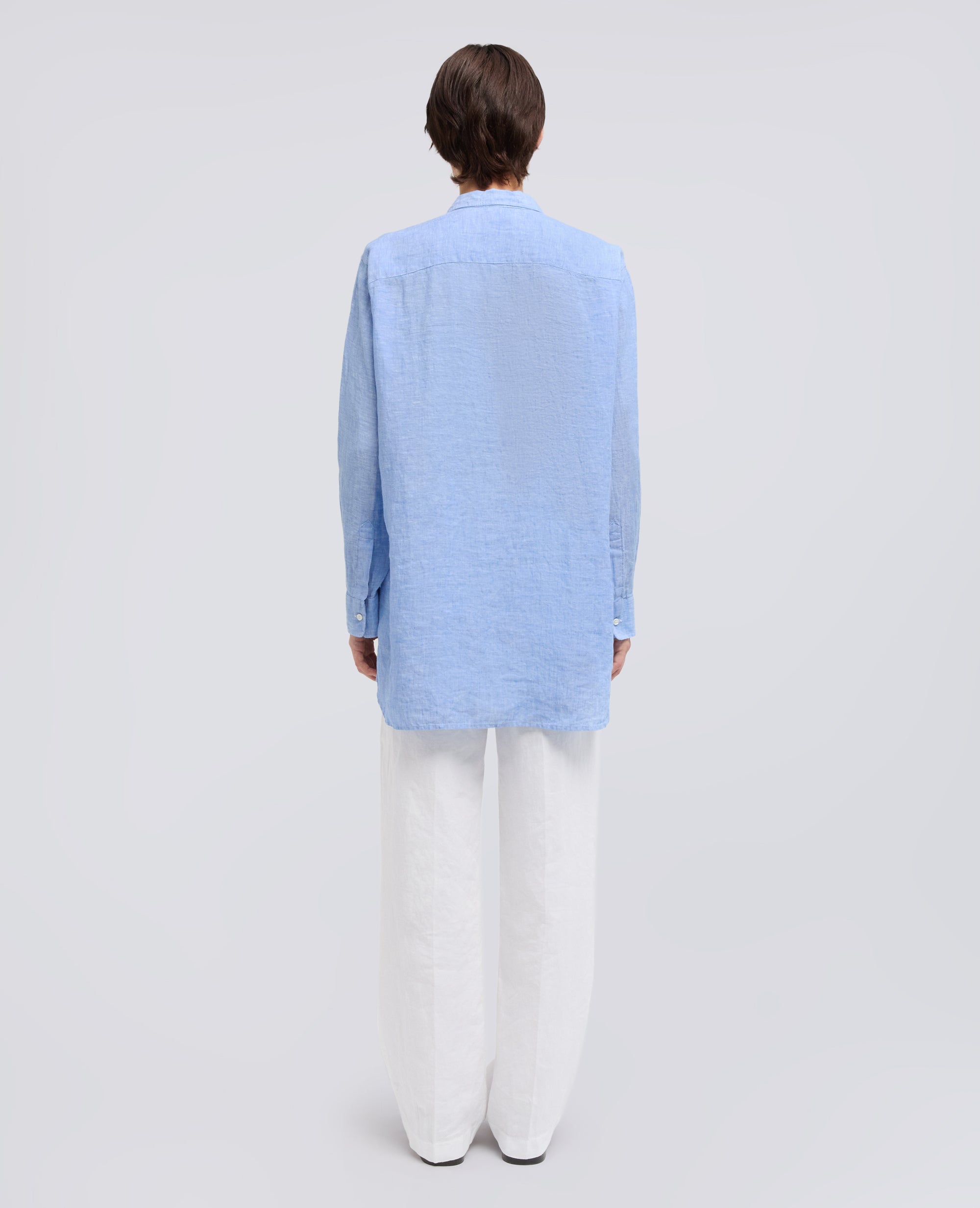 CAMICIA GIROCOLLO IN LINO DELAVE - AZZURRO - ASPESI