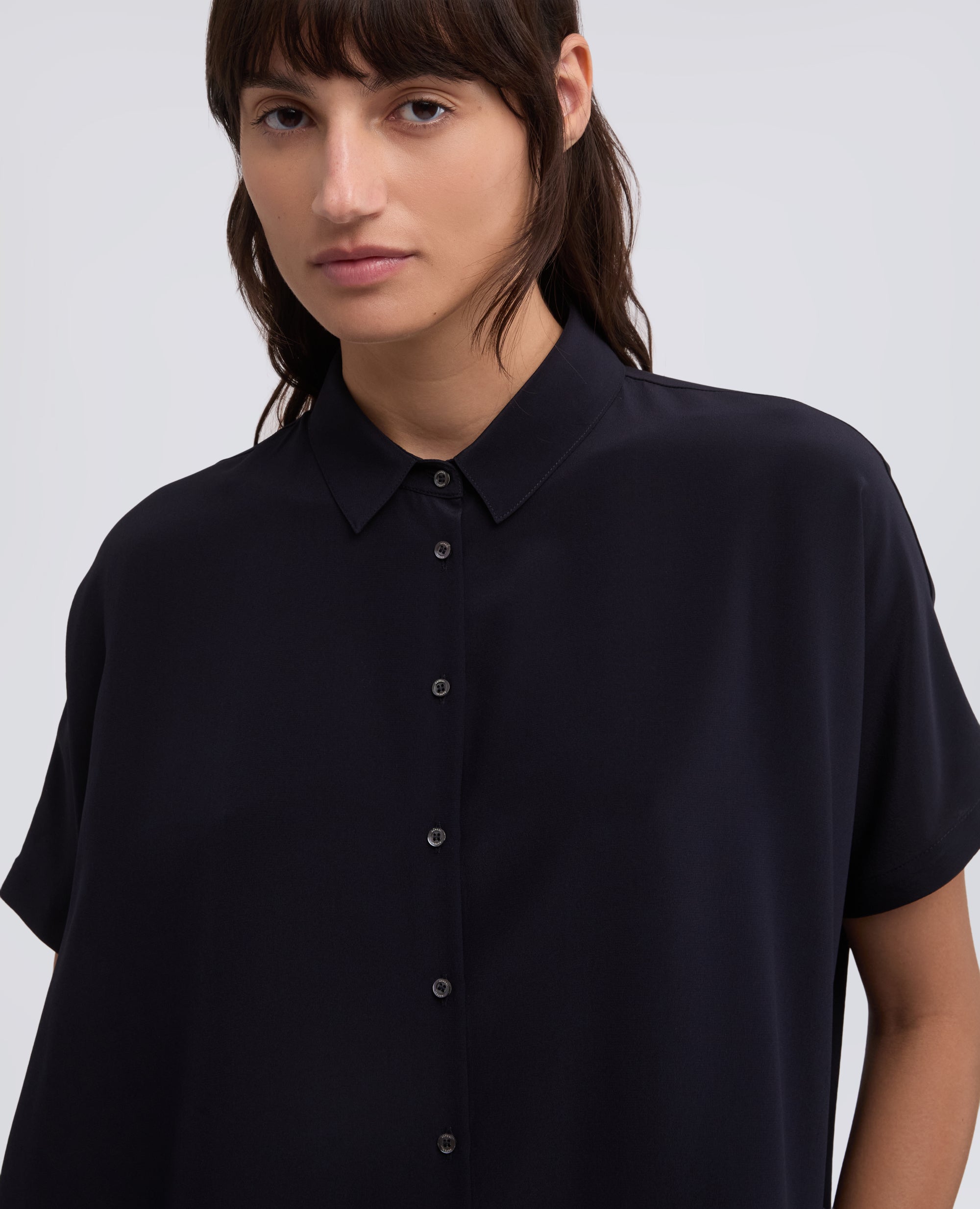 CAMICIA IN CREPE DE CHINE SETA - BLU - ASPESI