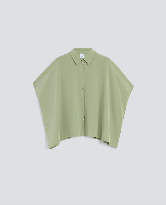 SEIDENHEMD AUS CREPE DE CHINE - VERDE - ASPESI