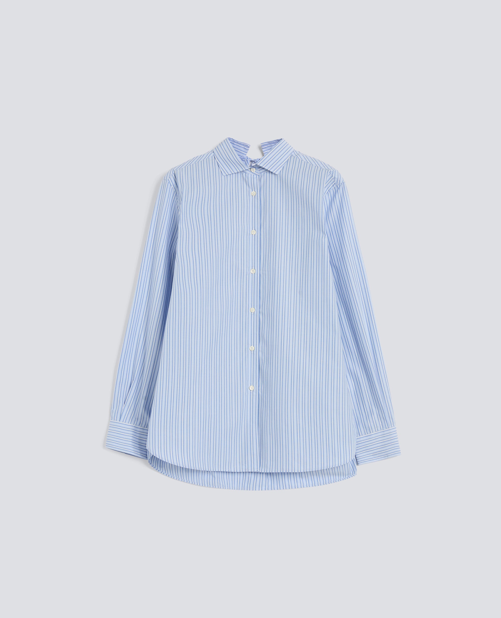 CAMICIA IN POPELINE DI COTONE RIGATO - BLU - ASPESI