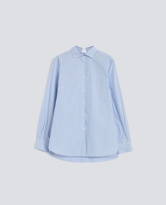 CAMICIA IN POPELINE DI COTONE RIGATO - BLU - ASPESI