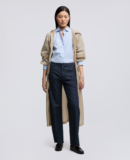 CAMICIA IN POPELINE DI COTONE RIGATO - BLU - ASPESI