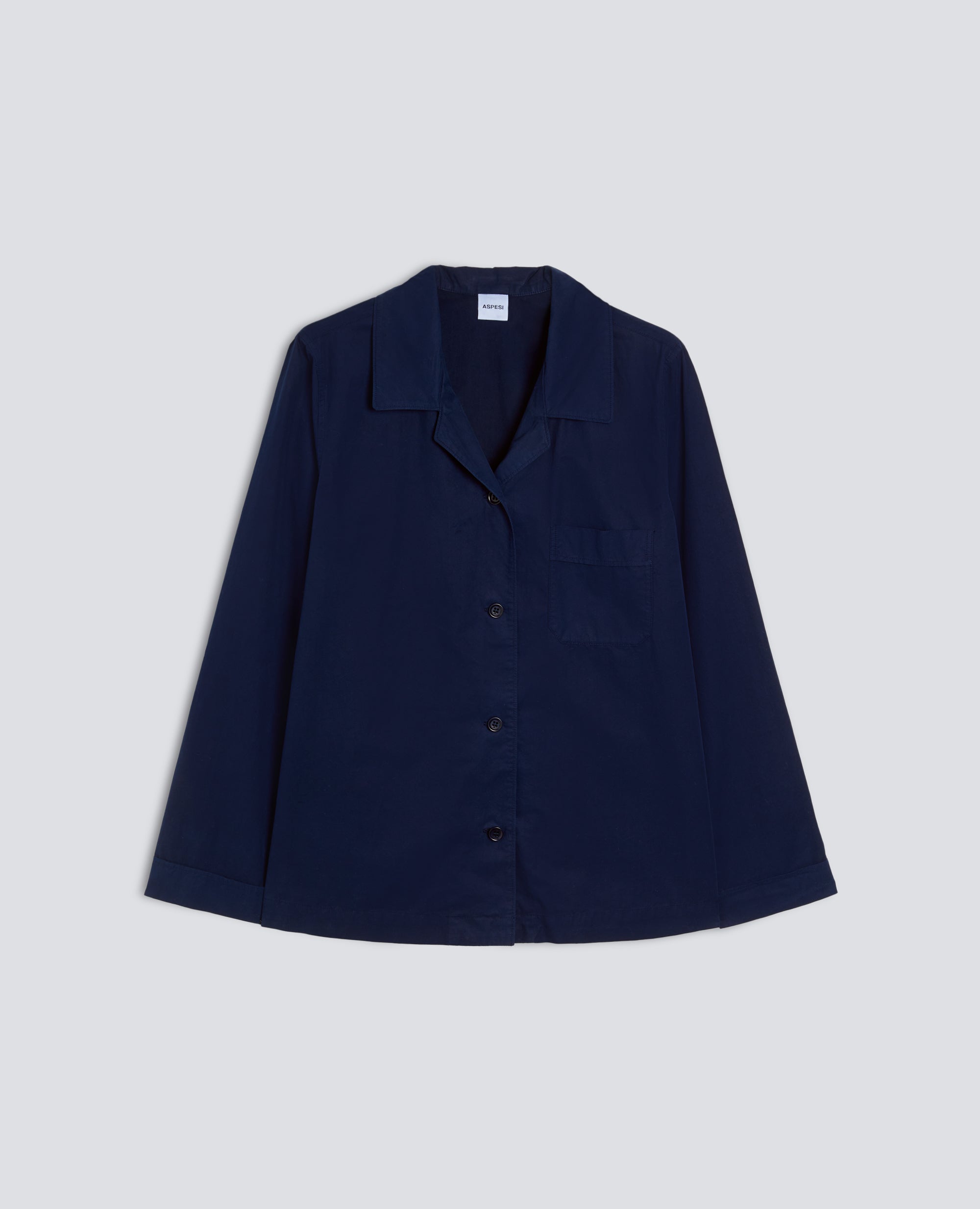GIACCA CAMICIA TIPO PIGIAMA IN POPELINE COTONE TINTO CAPO - BLU - ASPESI