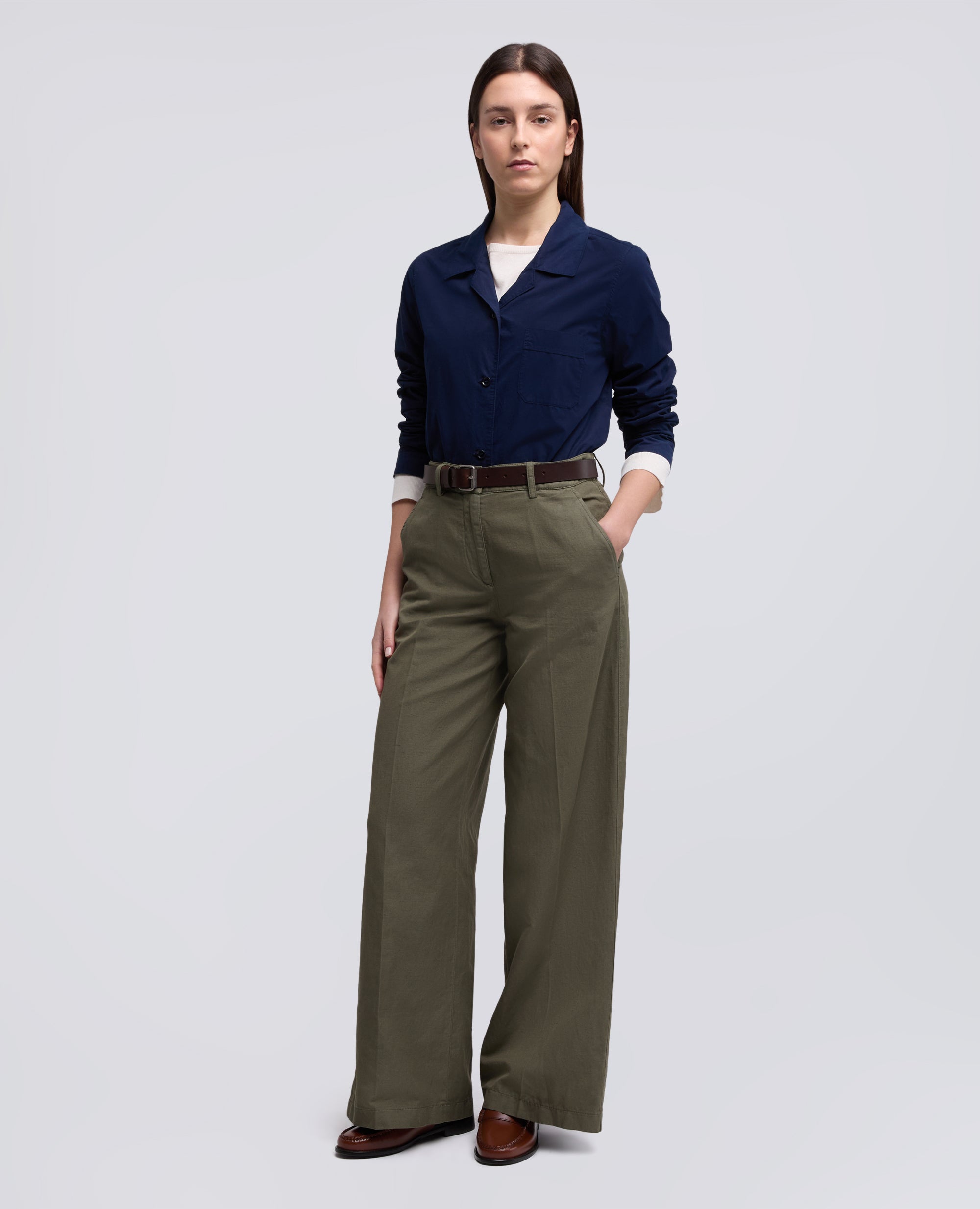 GIACCA CAMICIA TIPO PIGIAMA IN POPELINE COTONE TINTO CAPO - BLU - ASPESI
