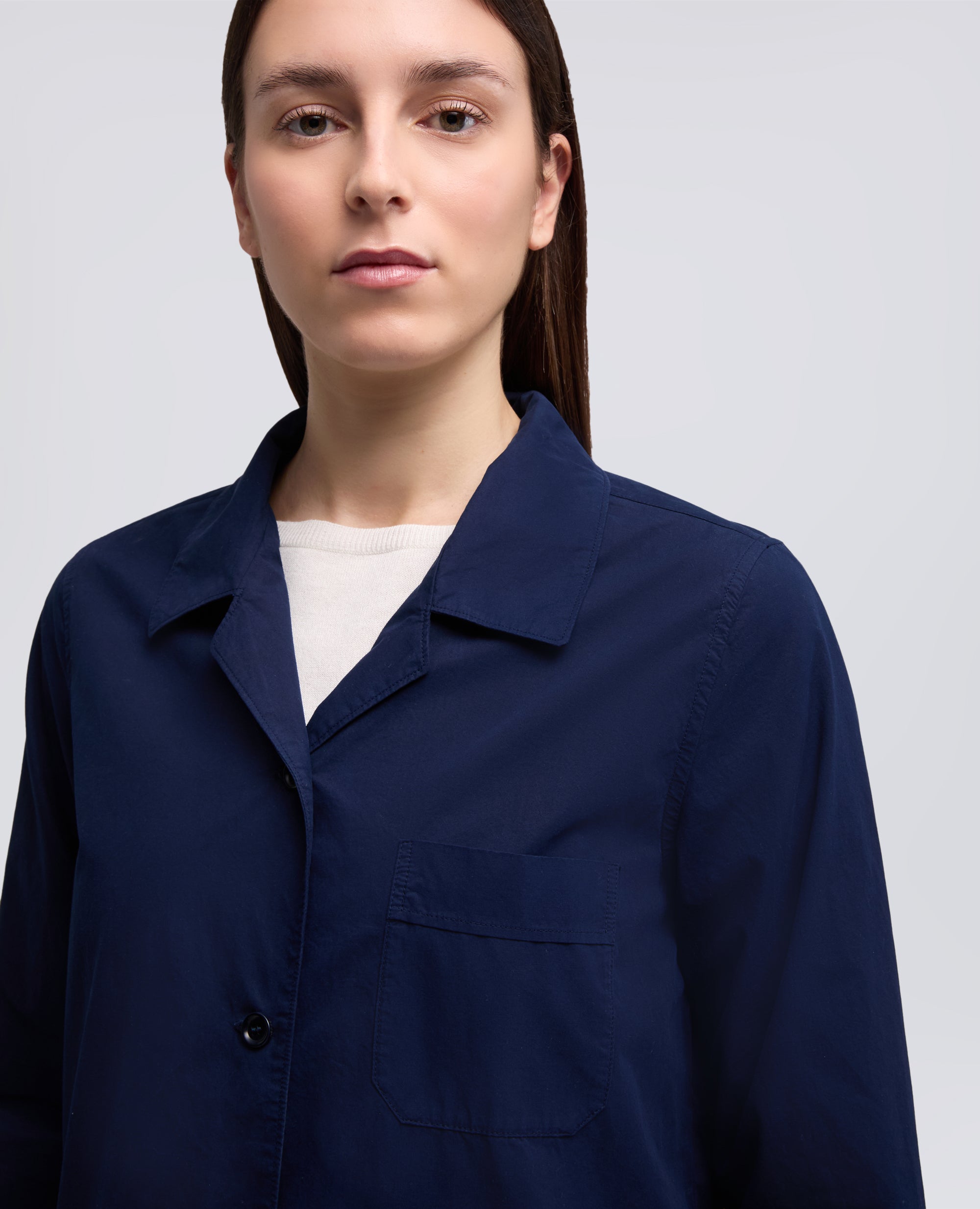 GIACCA CAMICIA TIPO PIGIAMA IN POPELINE COTONE TINTO CAPO - BLU - ASPESI