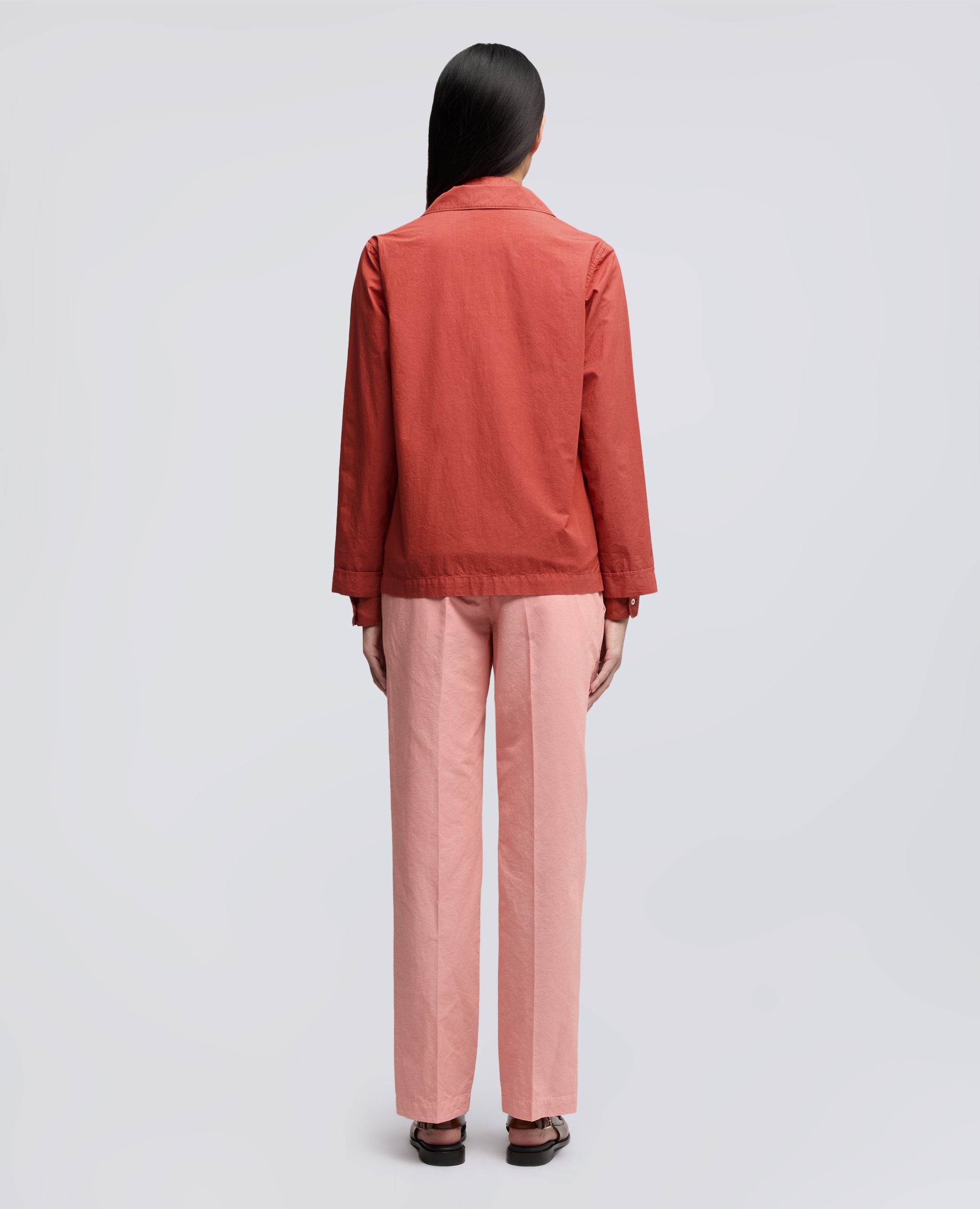 GIACCA CAMICIA TIPO PIGIAMA IN POPELINE COTONE TINTO CAPO - ARANCIO - ASPESI