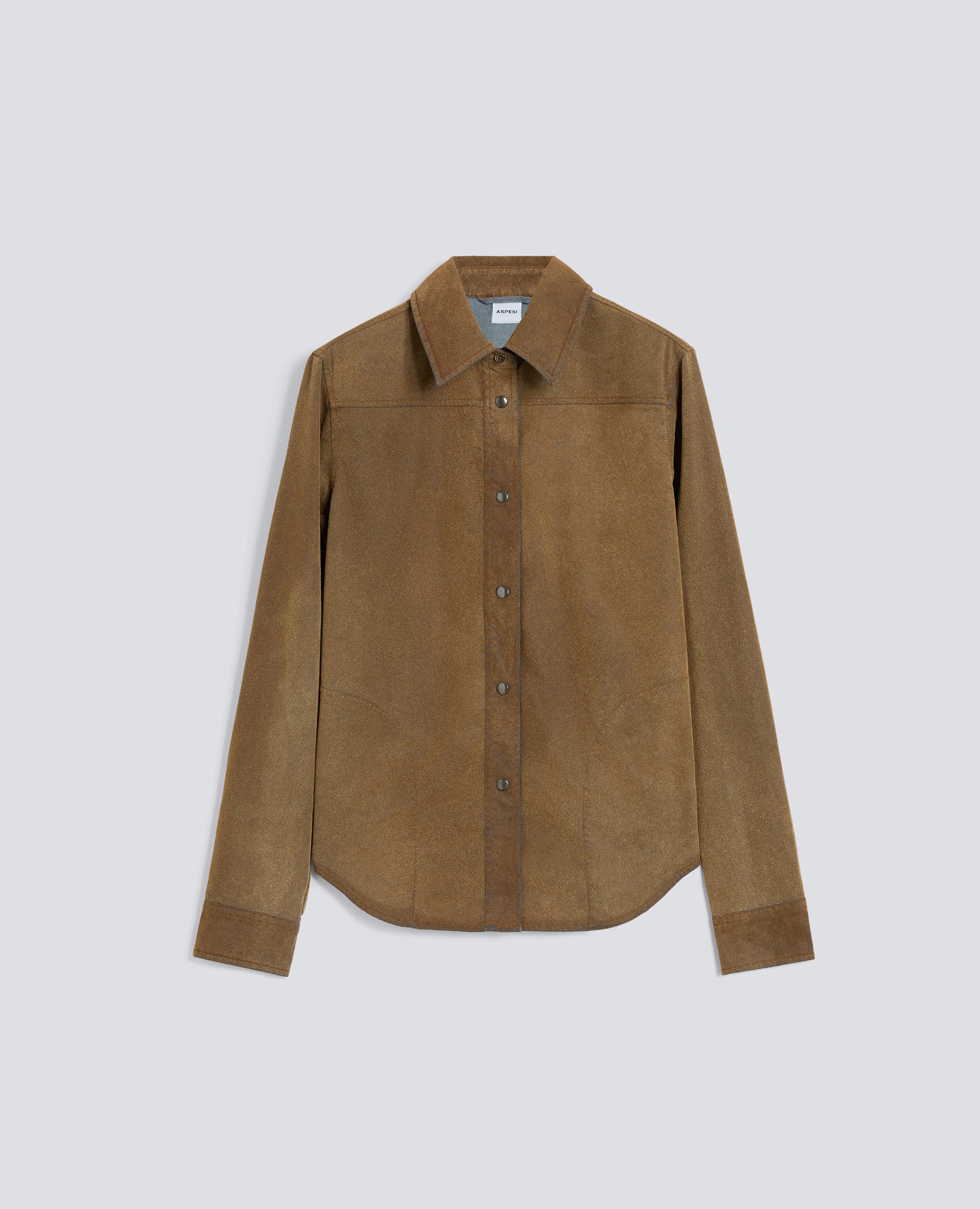 CAMICIA IN CHAMBRAY FLOCCATO EFFETTO PELLE - BEIGE - ASPESI