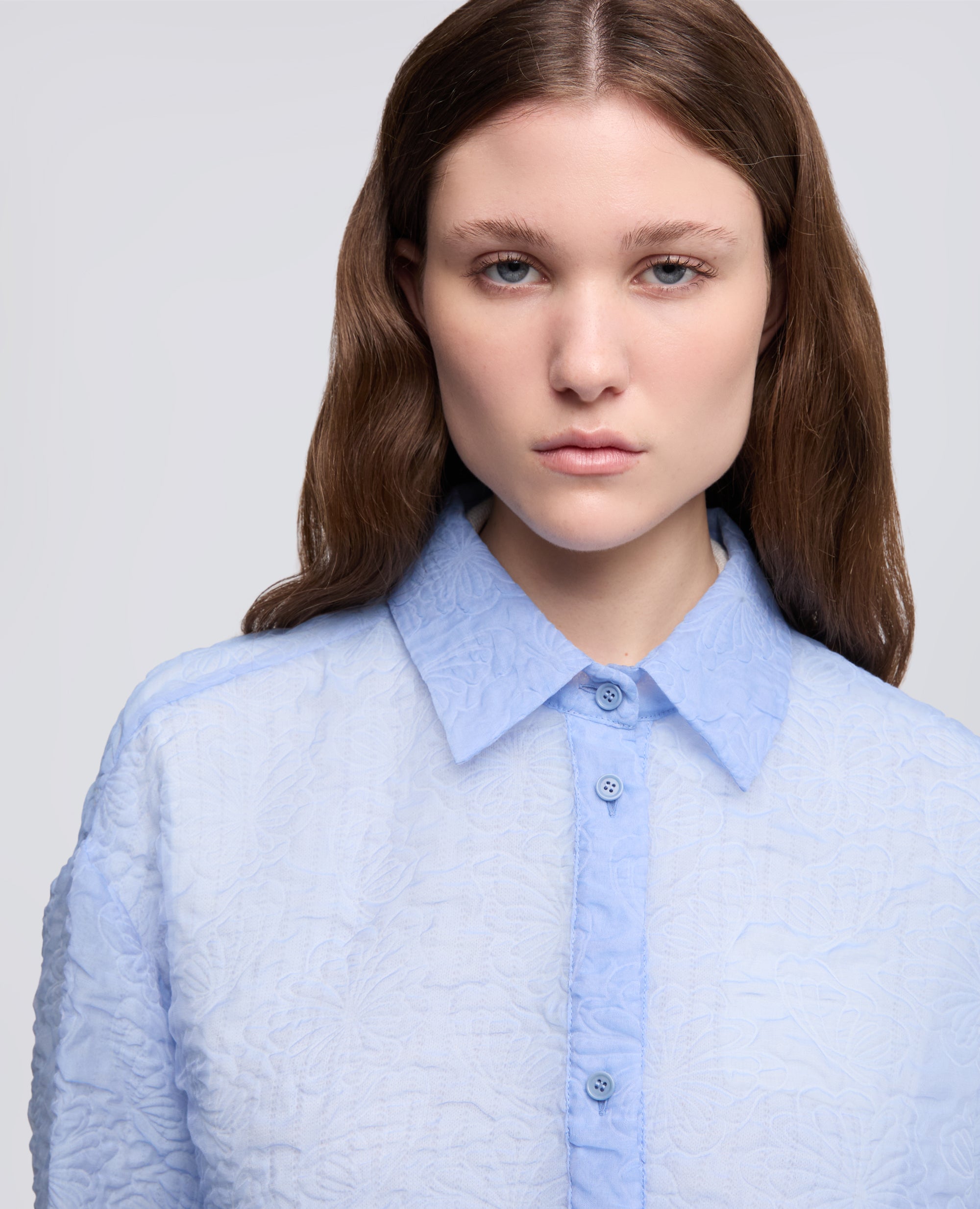 CAMICIA IN CLOQUE IN COTONE-NYLON - AZZURRO - ASPESI