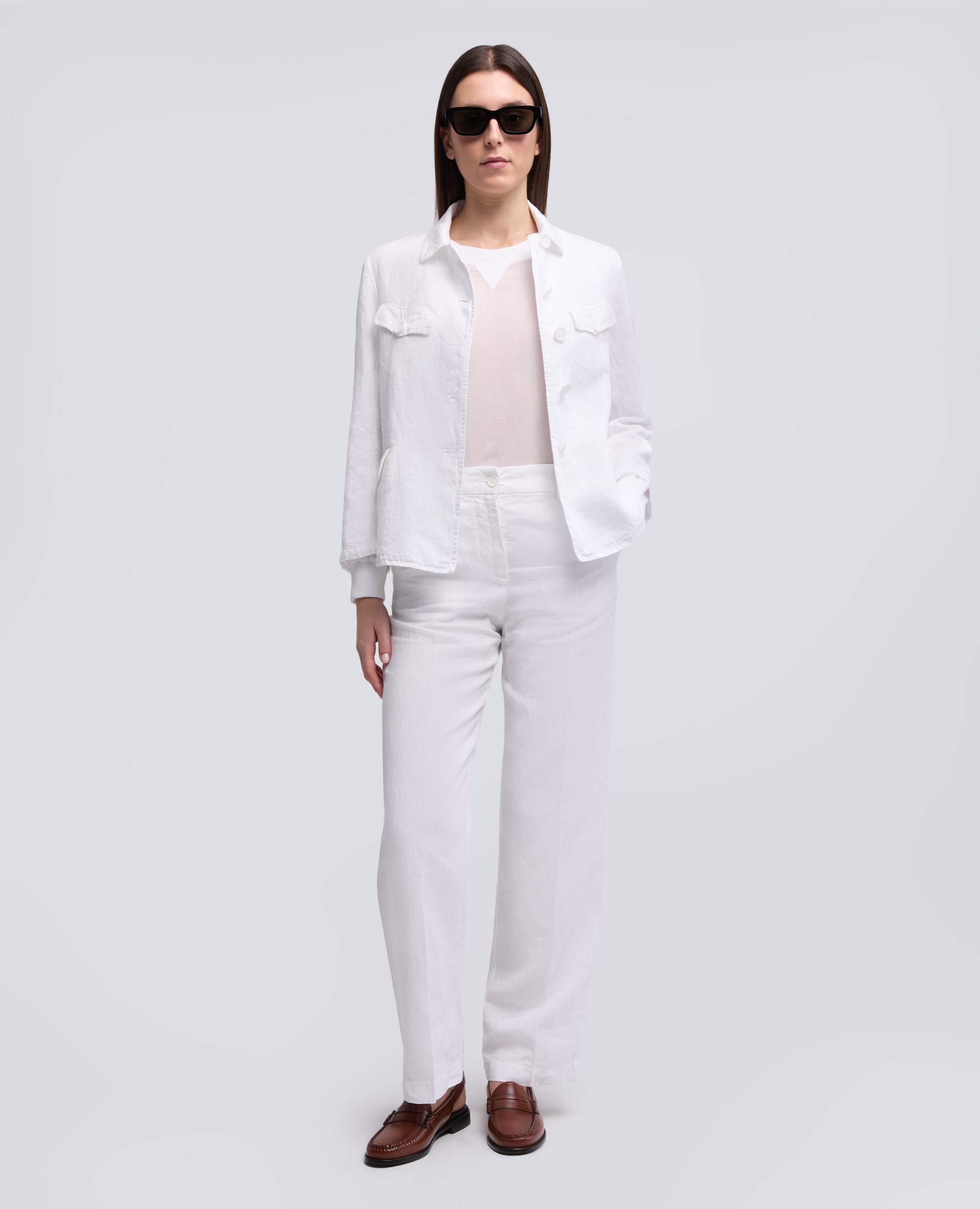 BLUSA IN VOILE DI COTONE TINTO CAPO - BIANCO - ASPESI