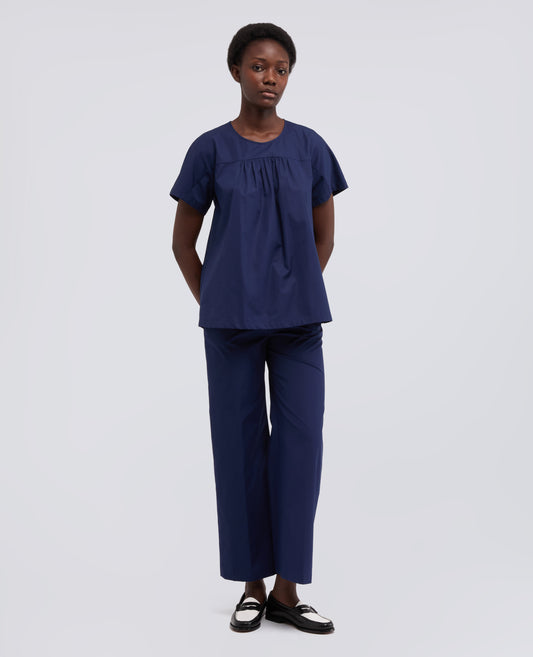 TOP IN POPELINE COTONE - BLU - ASPESI