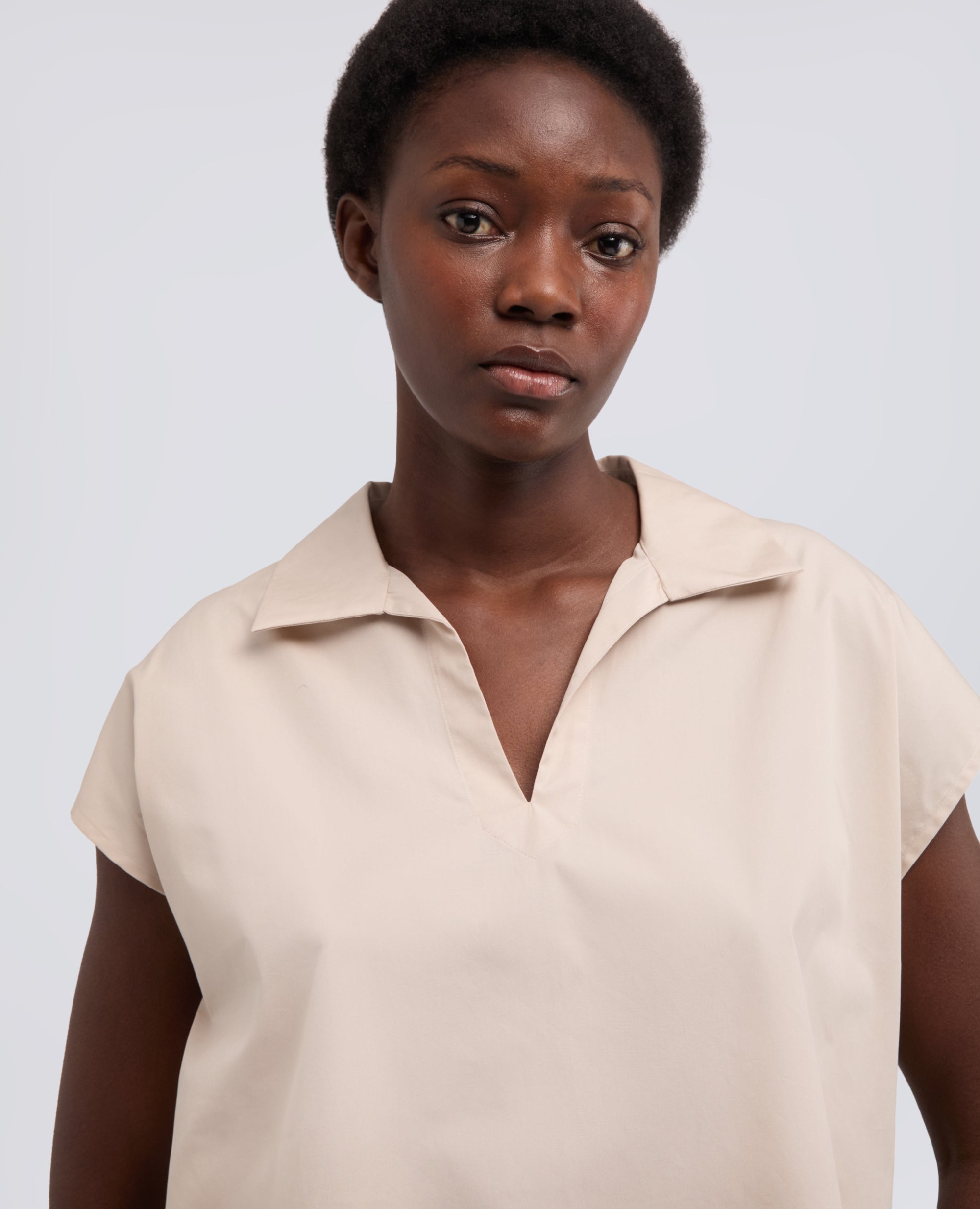 TOP IN POPELINE DI COTONE - BEIGE - ASPESI