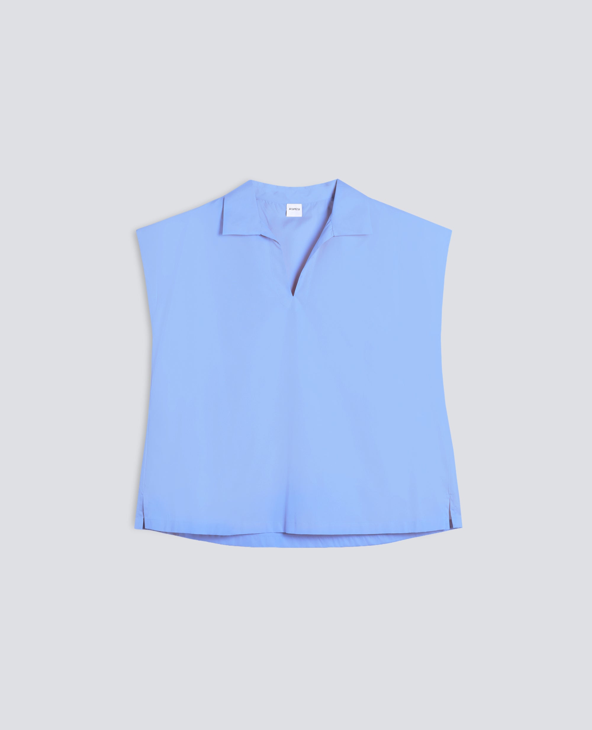 TOP IN POPELINE DI COTONE - AZZURRO - ASPESI