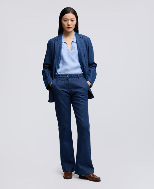 TOP IN LINO DELAVE - AZZURRO - ASPESI