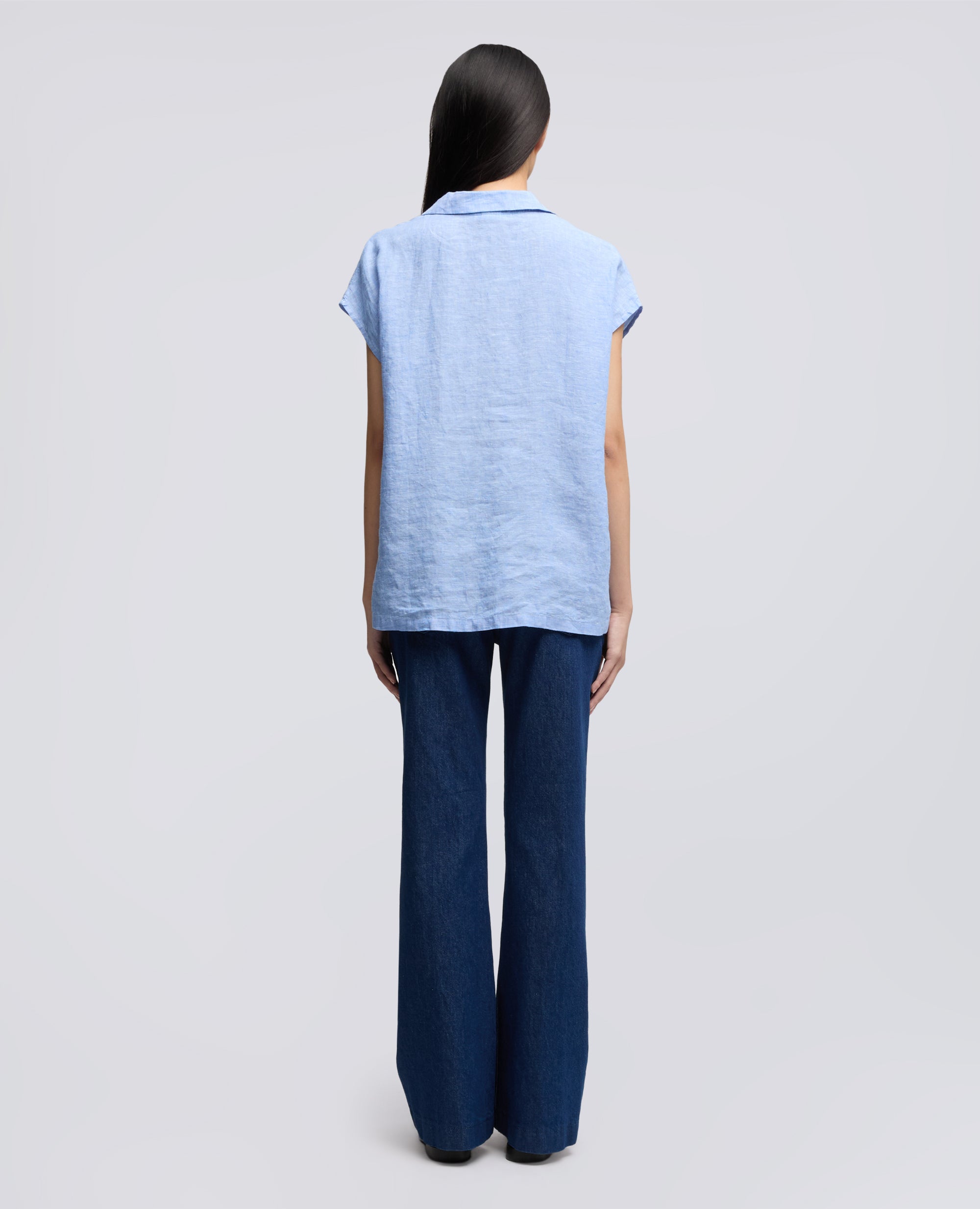 TOP IN LINO DELAVE - AZZURRO - ASPESI