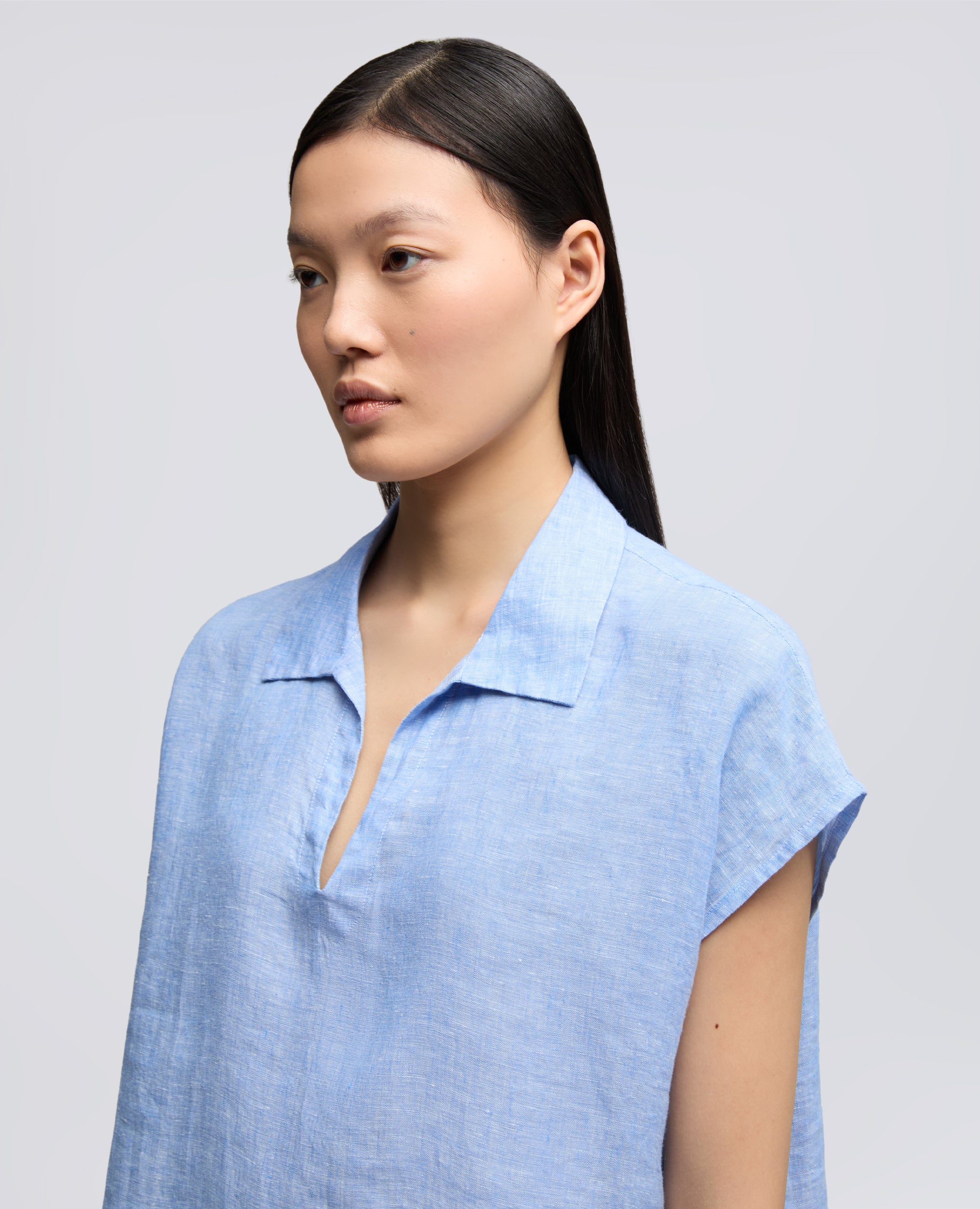 TOP IN LINO DELAVE - AZZURRO - ASPESI