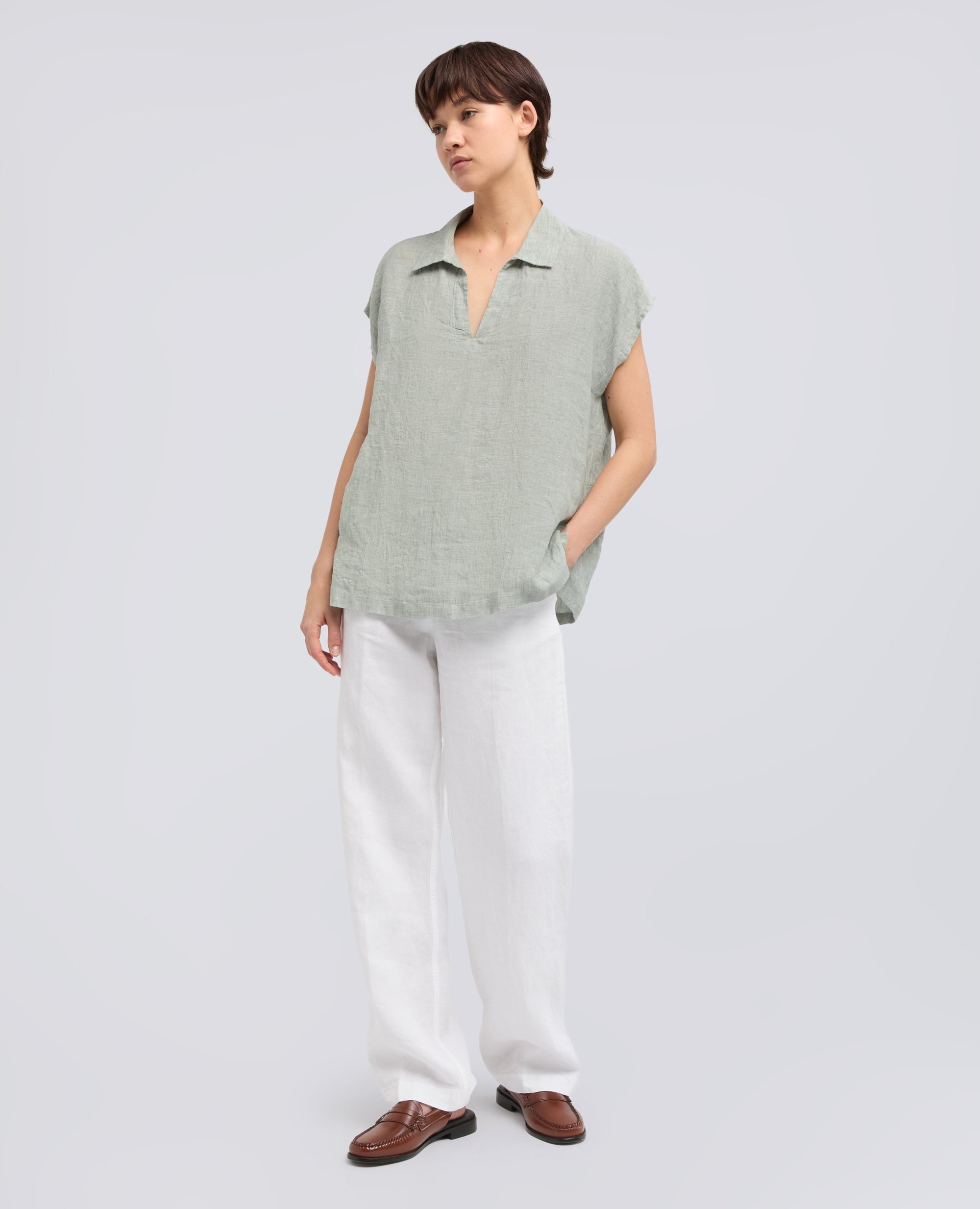 TOP IN LINO DELAVE - VERDE - ASPESI
