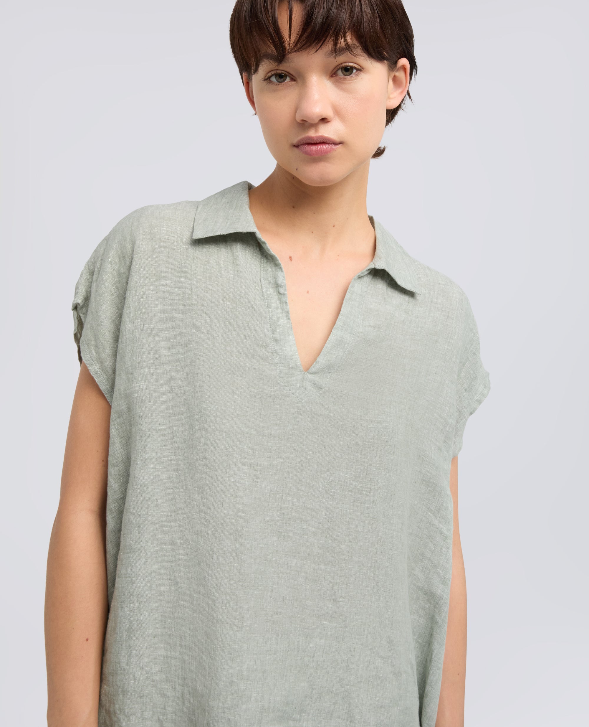 TOP IN LINO DELAVE - VERDE - ASPESI