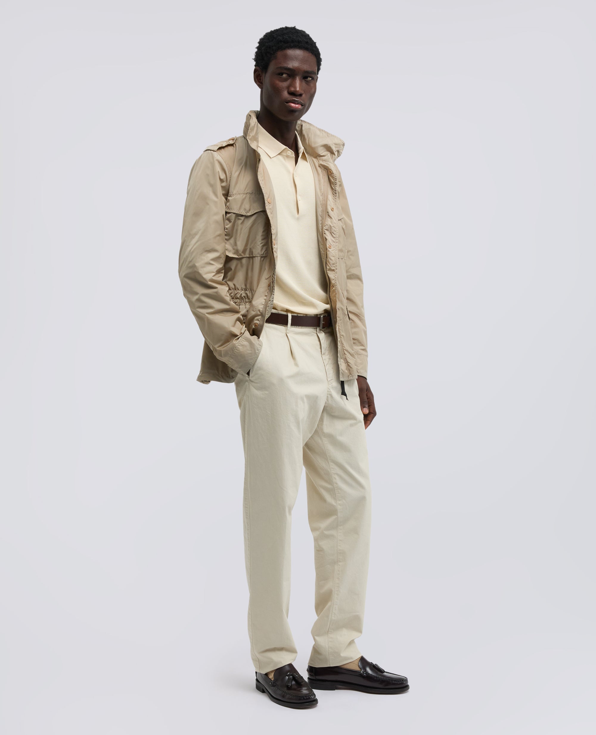 CHAQUETA DE NYLON MINI FIELD CON CAPUCHA DESMONTABLE - BEIGE - ASPESI