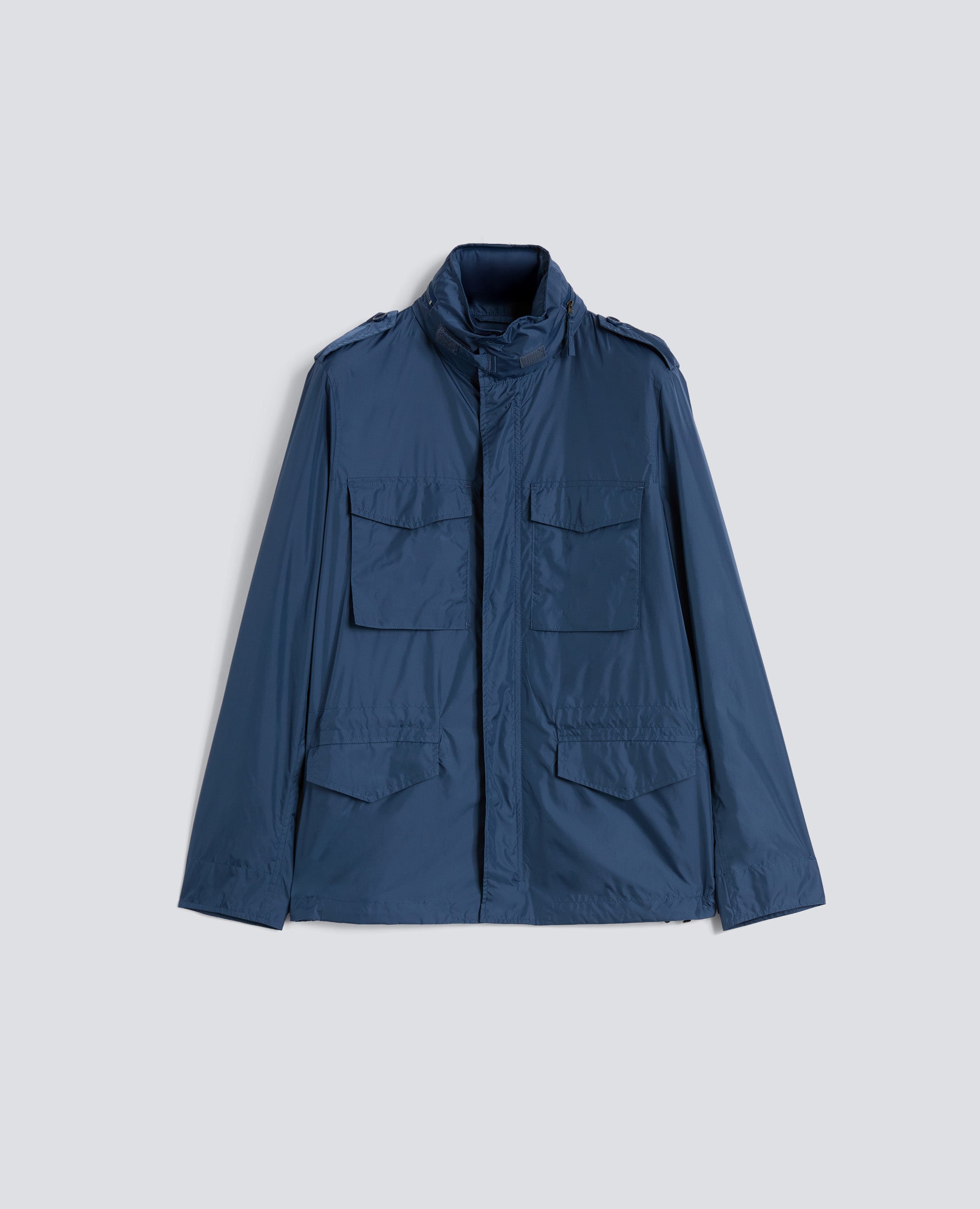 GIUBBOTTO MINI FIELD IN NYLON CON CAPPUCCIO STACCABILE - BLU - ASPESI