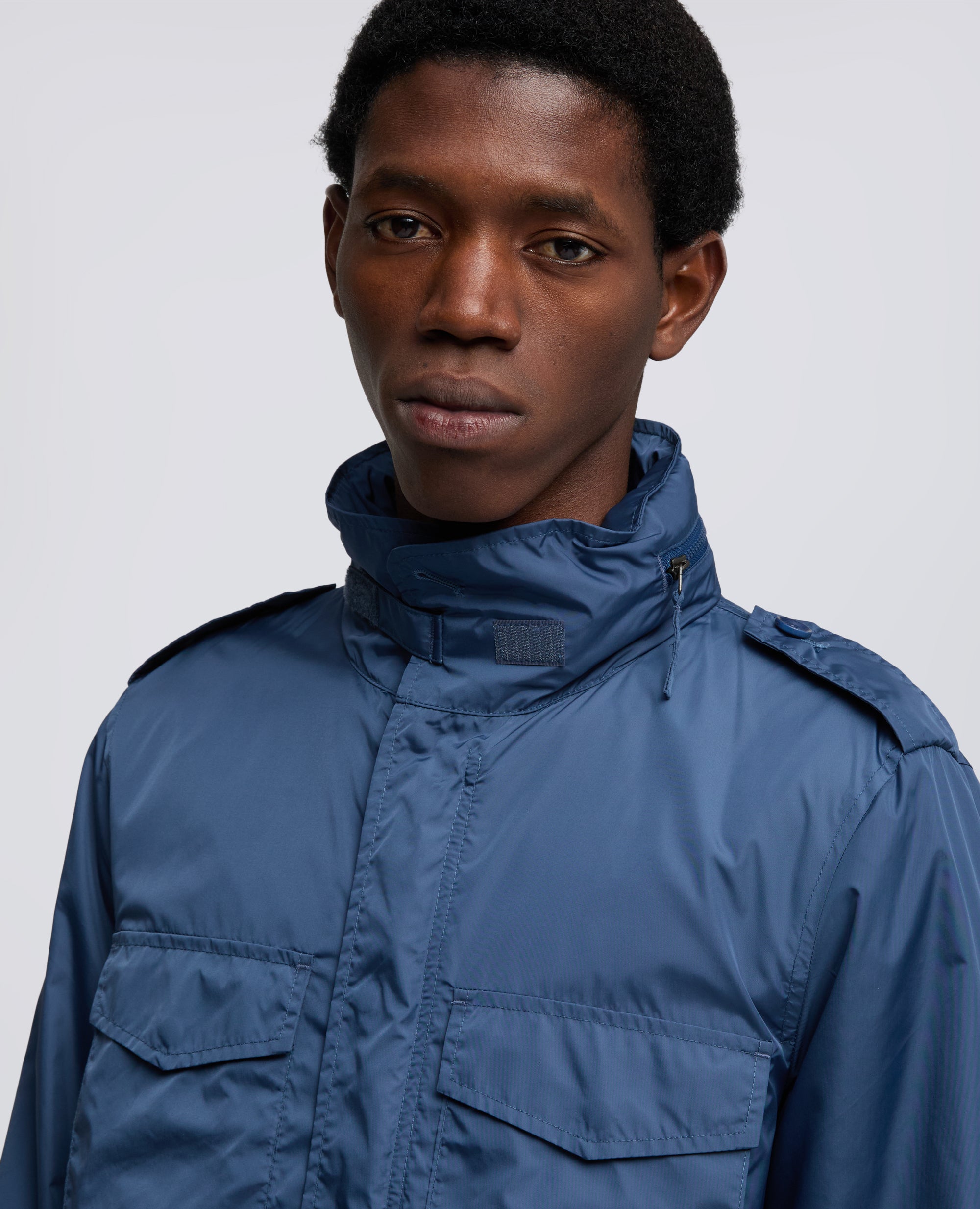 GIUBBOTTO MINI FIELD IN NYLON CON CAPPUCCIO STACCABILE - BLU - ASPESI
