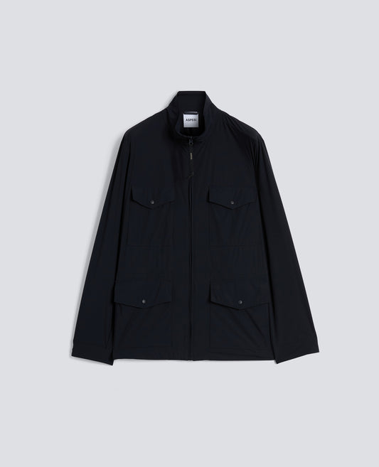 FIELD JACKET IN NYLON STRETCH - BLU - ASPESI