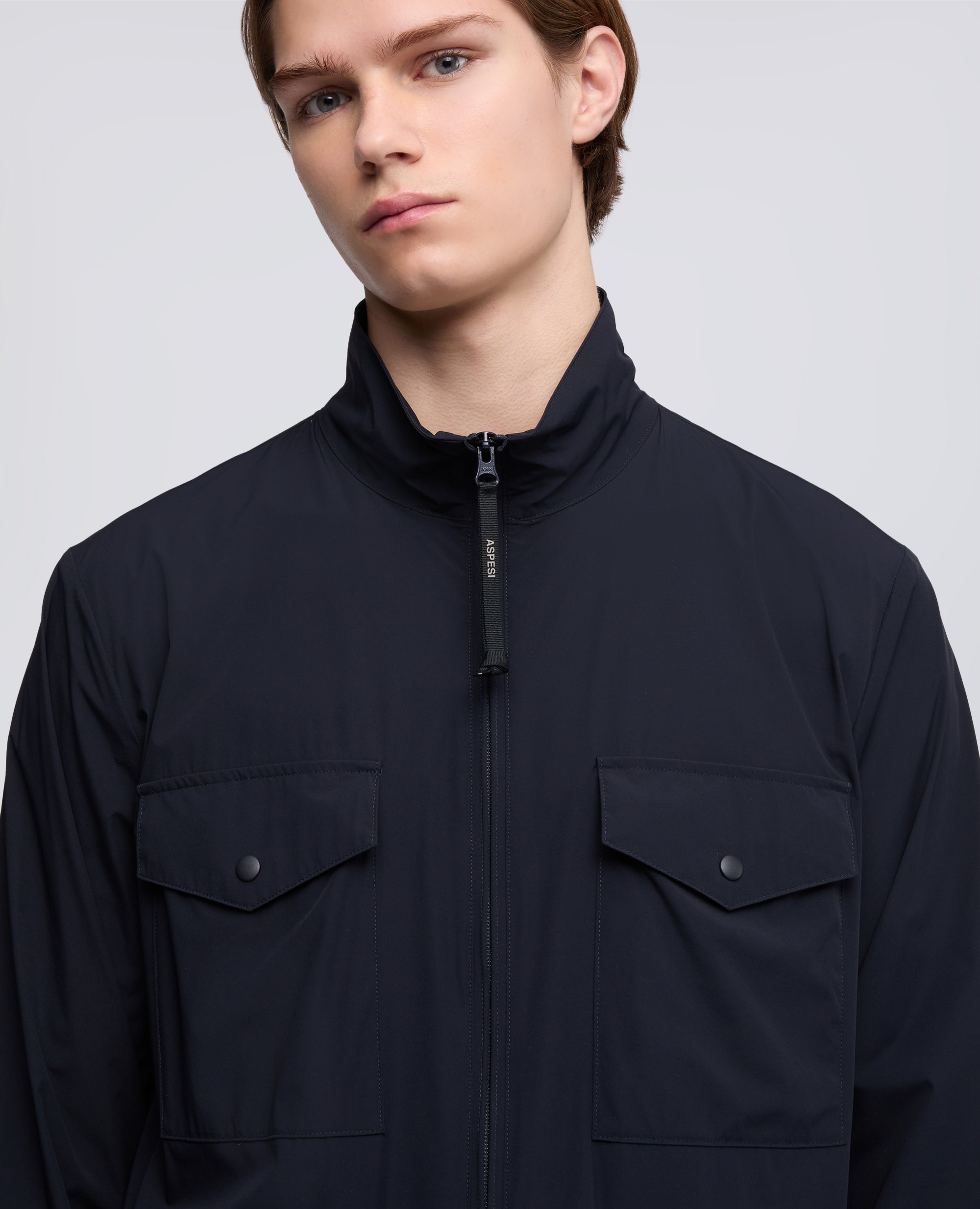 FIELD JACKET IN NYLON STRETCH - BLU - ASPESI