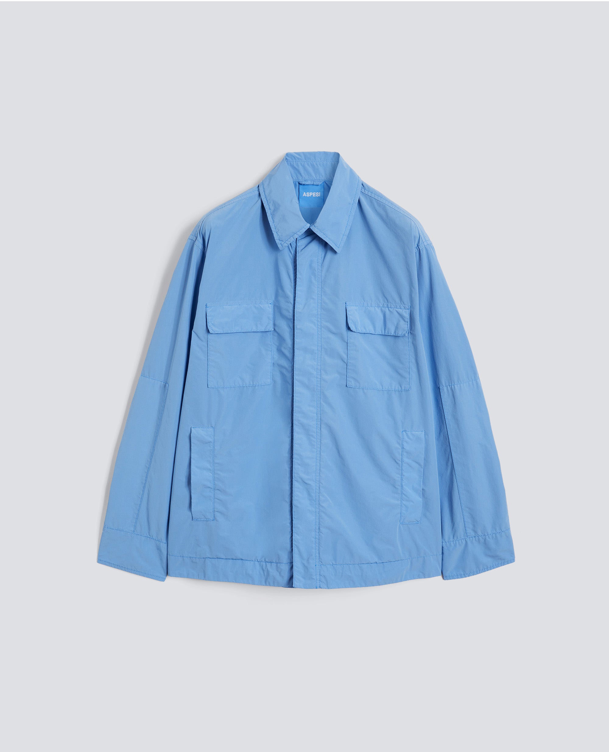 CAMICIA SFODERATA IN POLY-NYLON COMPATTO - AZZURRO - ASPESI