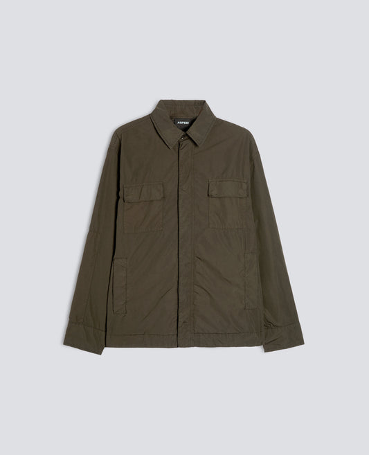 CAMICIA SFODERATA IN POLY-NYLON COMPATTO - VERDE - ASPESI