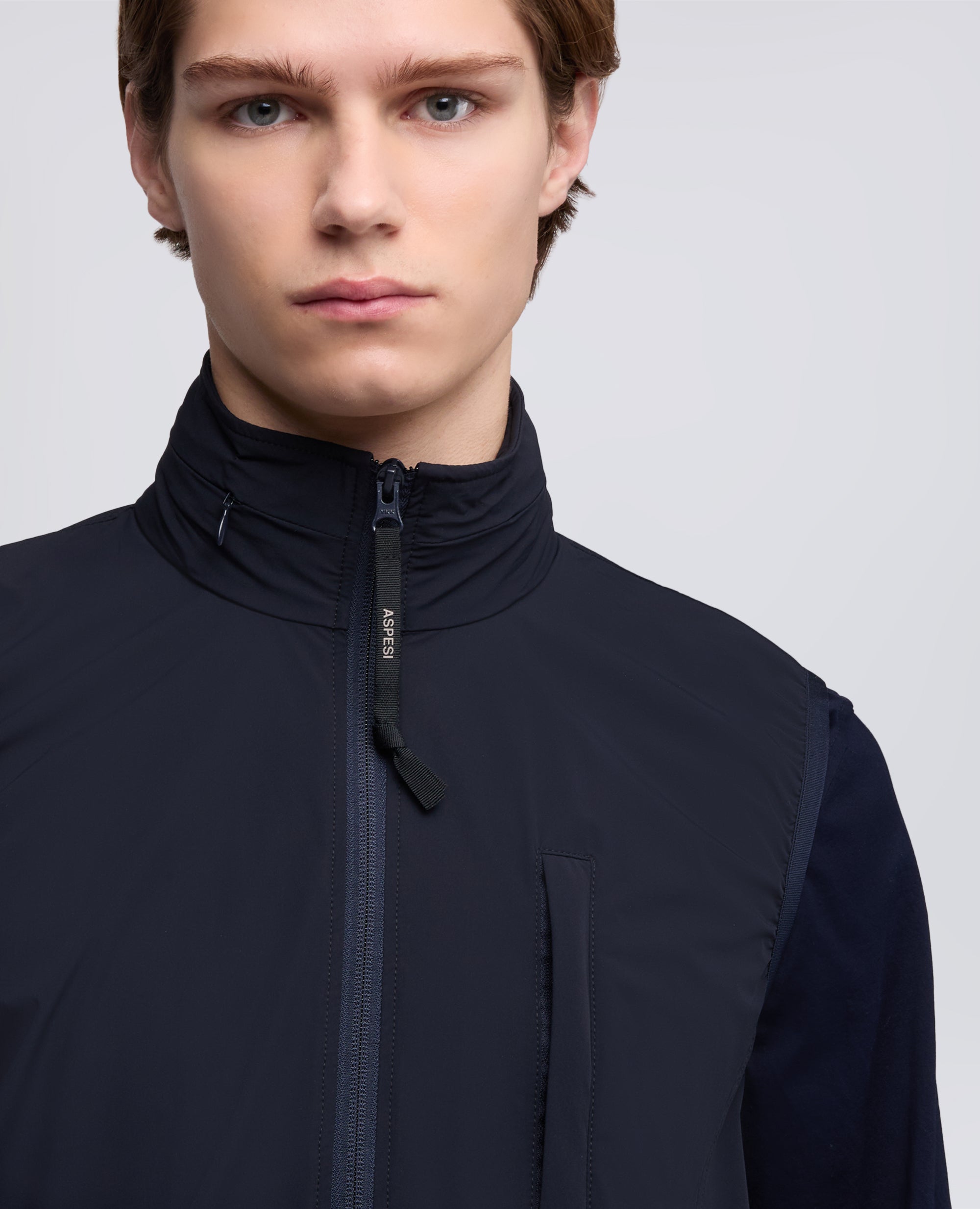 GILET SFODERATO IN NYLON STRETCH - BLU - ASPESI