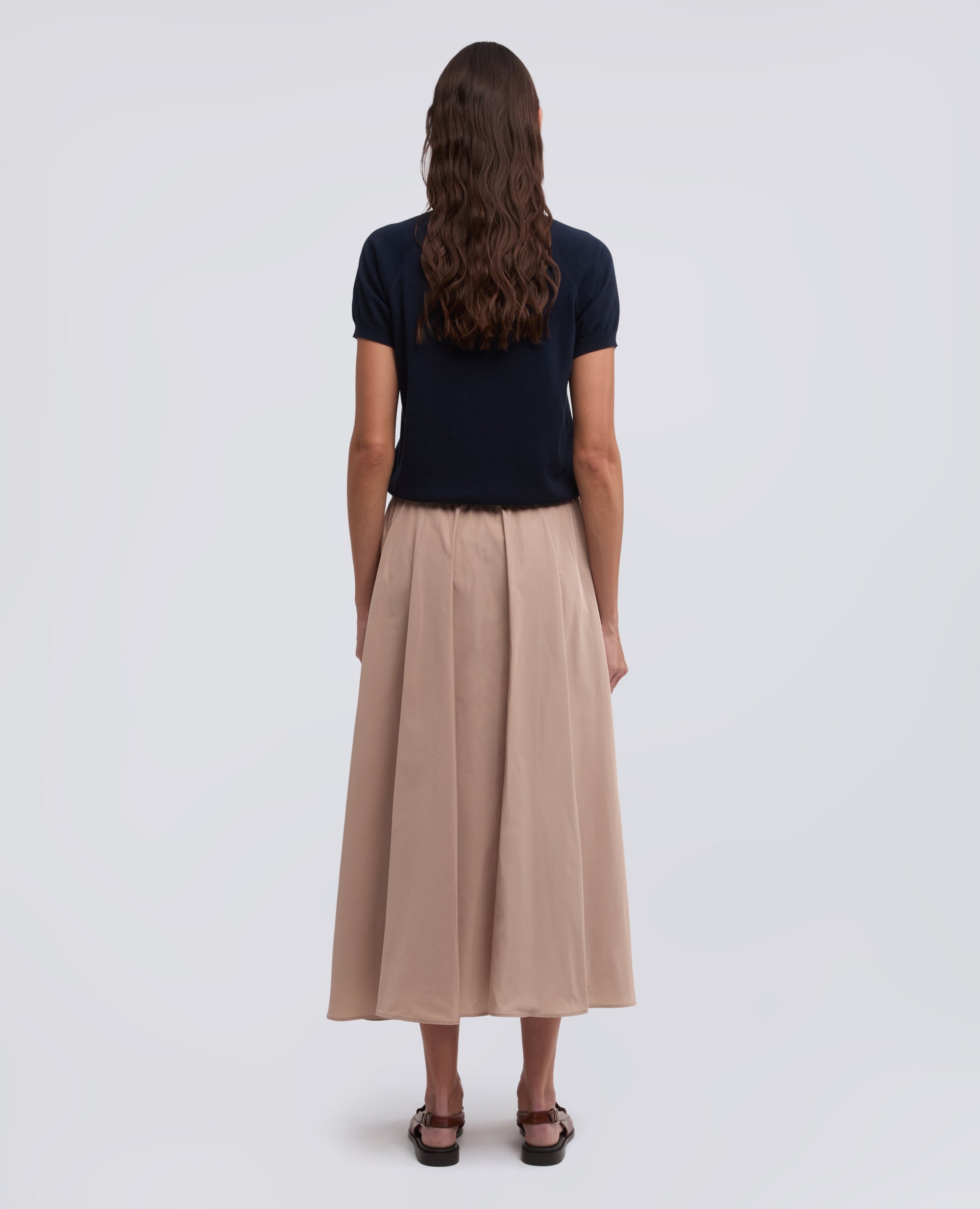 JUPE EN POLYESTER TECHNIQUE - BEIGE - ASPESI