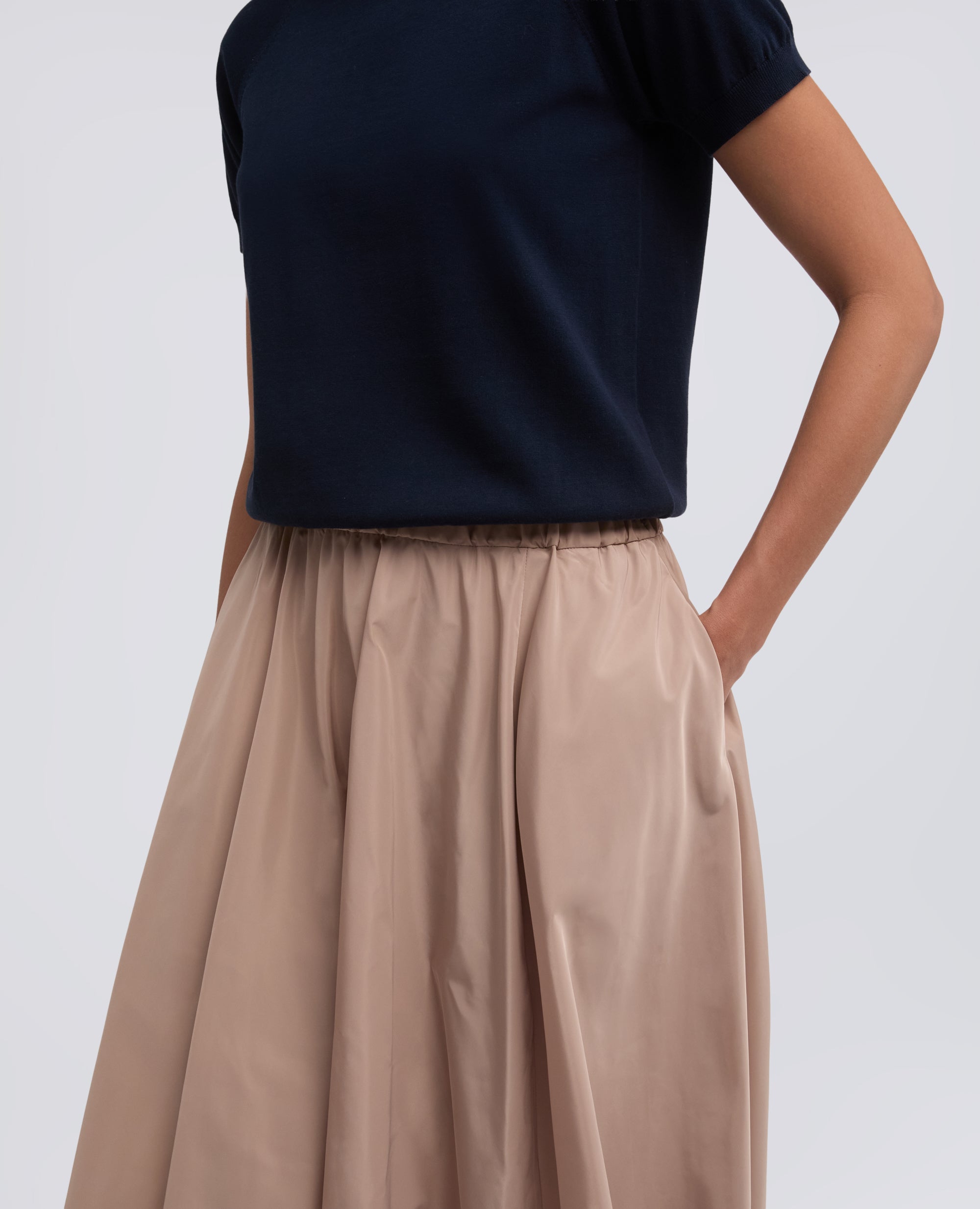 JUPE EN POLYESTER TECHNIQUE - BEIGE - ASPESI