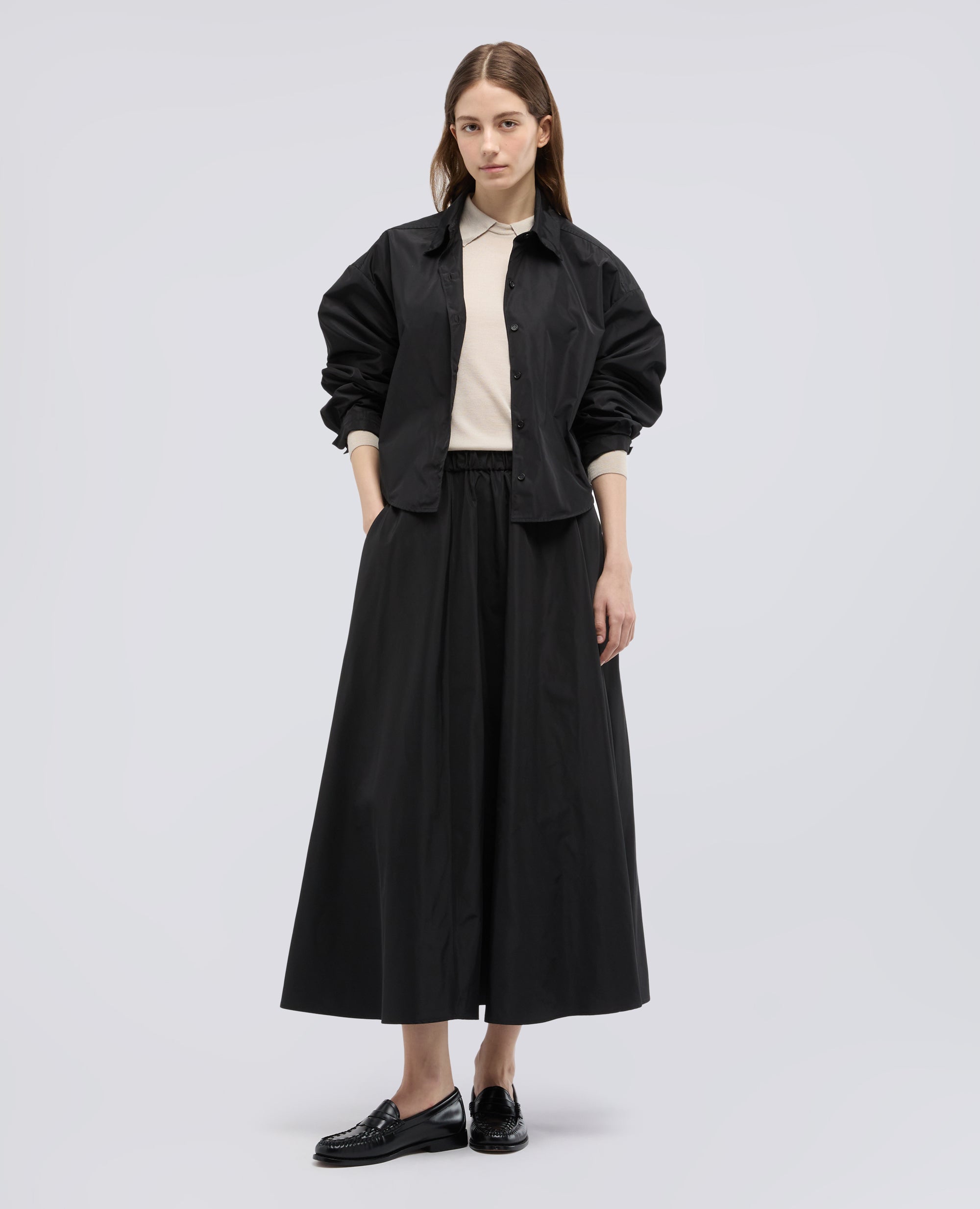 JUPE EN POLYESTER TECHNIQUE - NERO - ASPESI