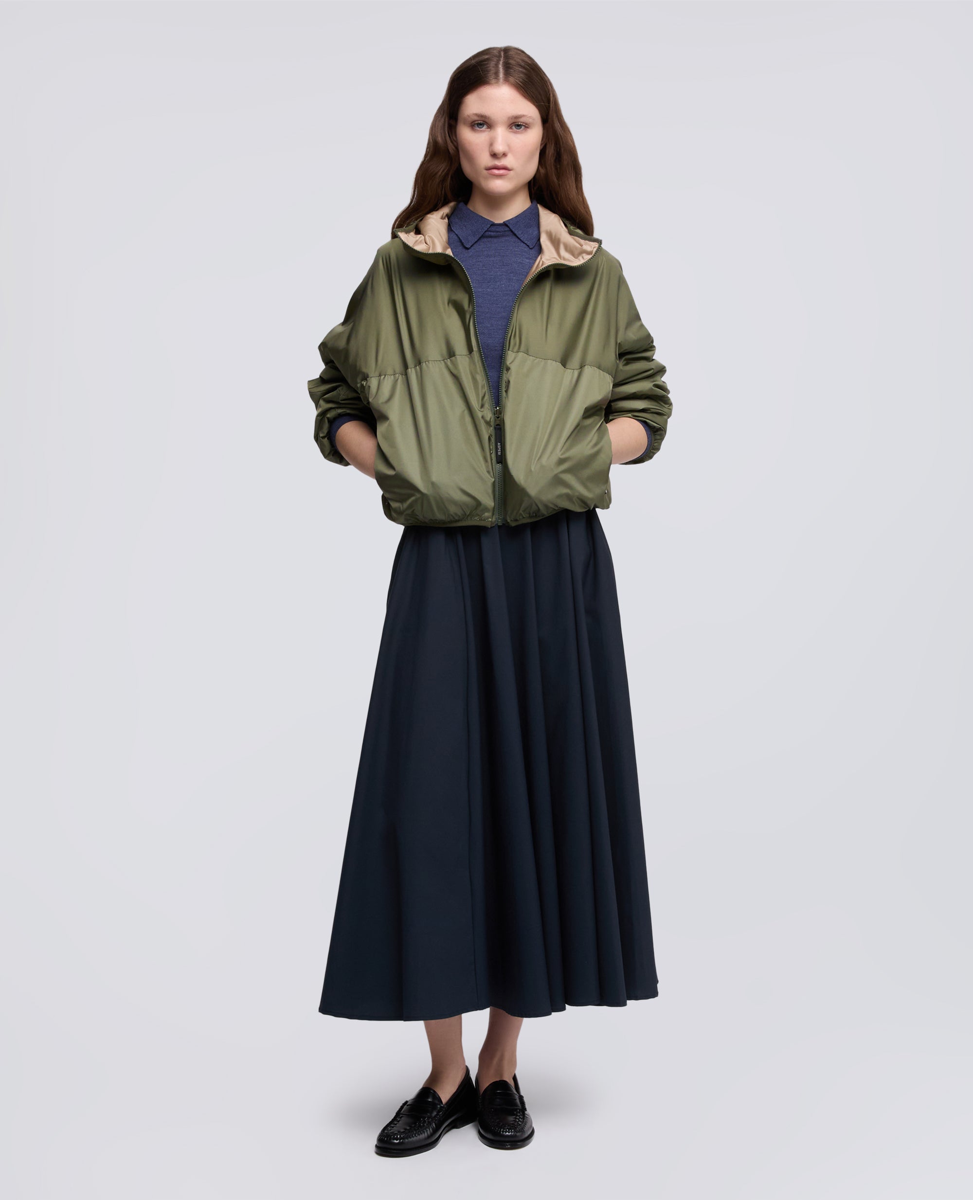 GIUBBOTTO REVERSIBILE BICOLORE IN NYLON - VERDE - ASPESI