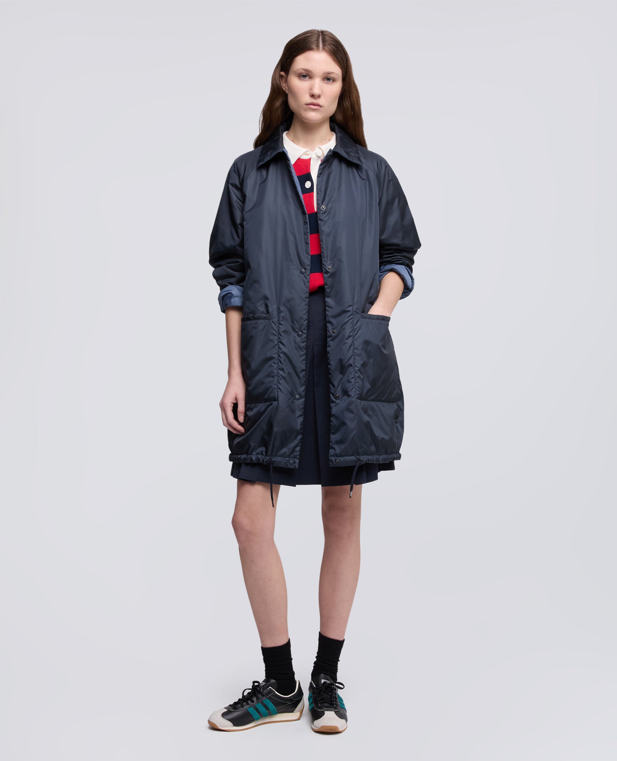MANTEAU EN NYLON REVERSIBLE BICOLORE - BLU - ASPESI