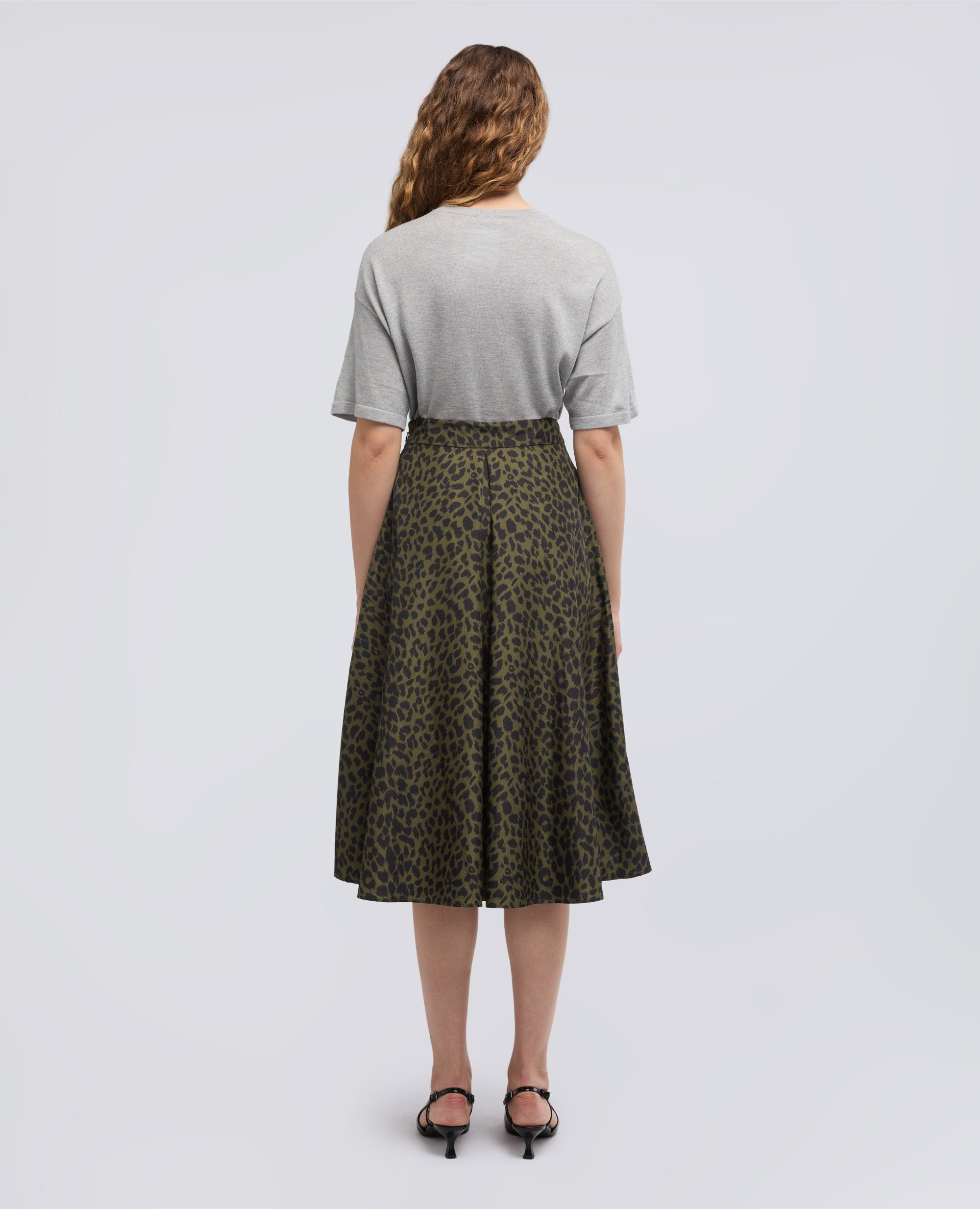 FALDA DE POLIESTER ESTAMPADA - VERDE - ASPESI