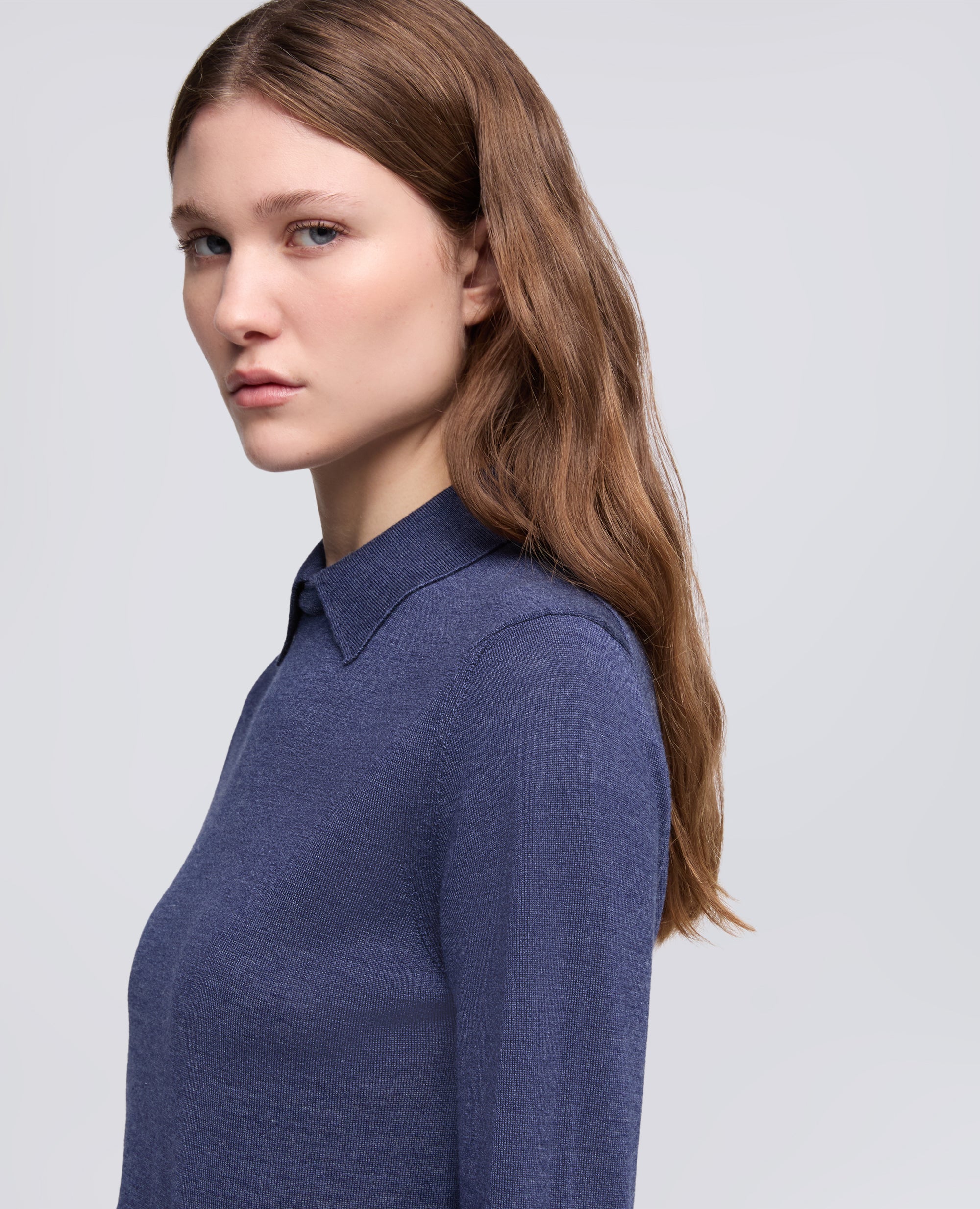 MAGLIA IN MISTO LANA E SETA - BLU - ASPESI