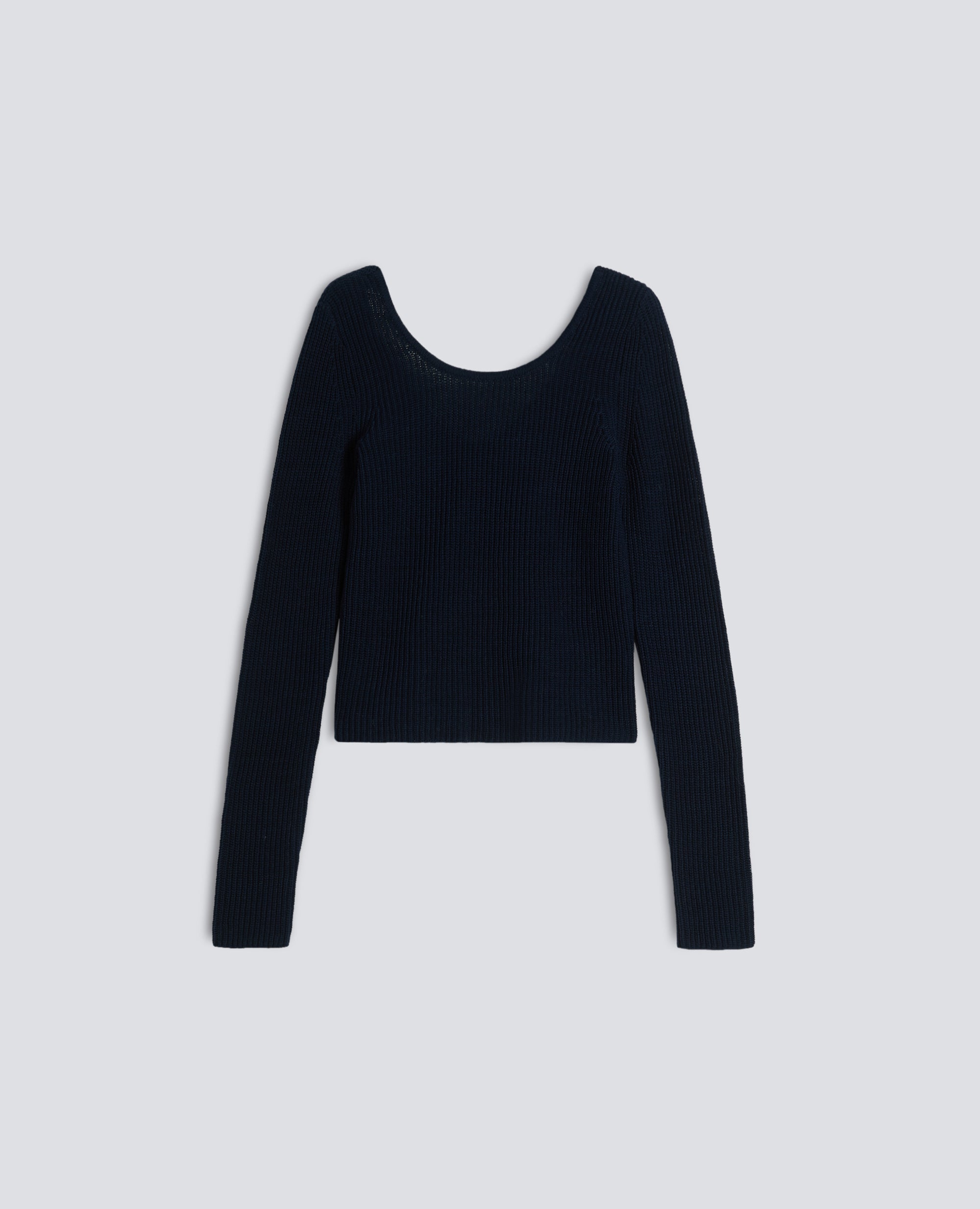 MAGLIA A MANICHE LUNGHE IN FILATO DI COTONE - BLU - ASPESI