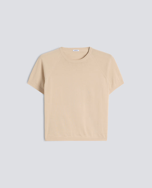 T-SHIRT GIROCOLLO IN FILATO DI PURO COTONE - BEIGE - ASPESI