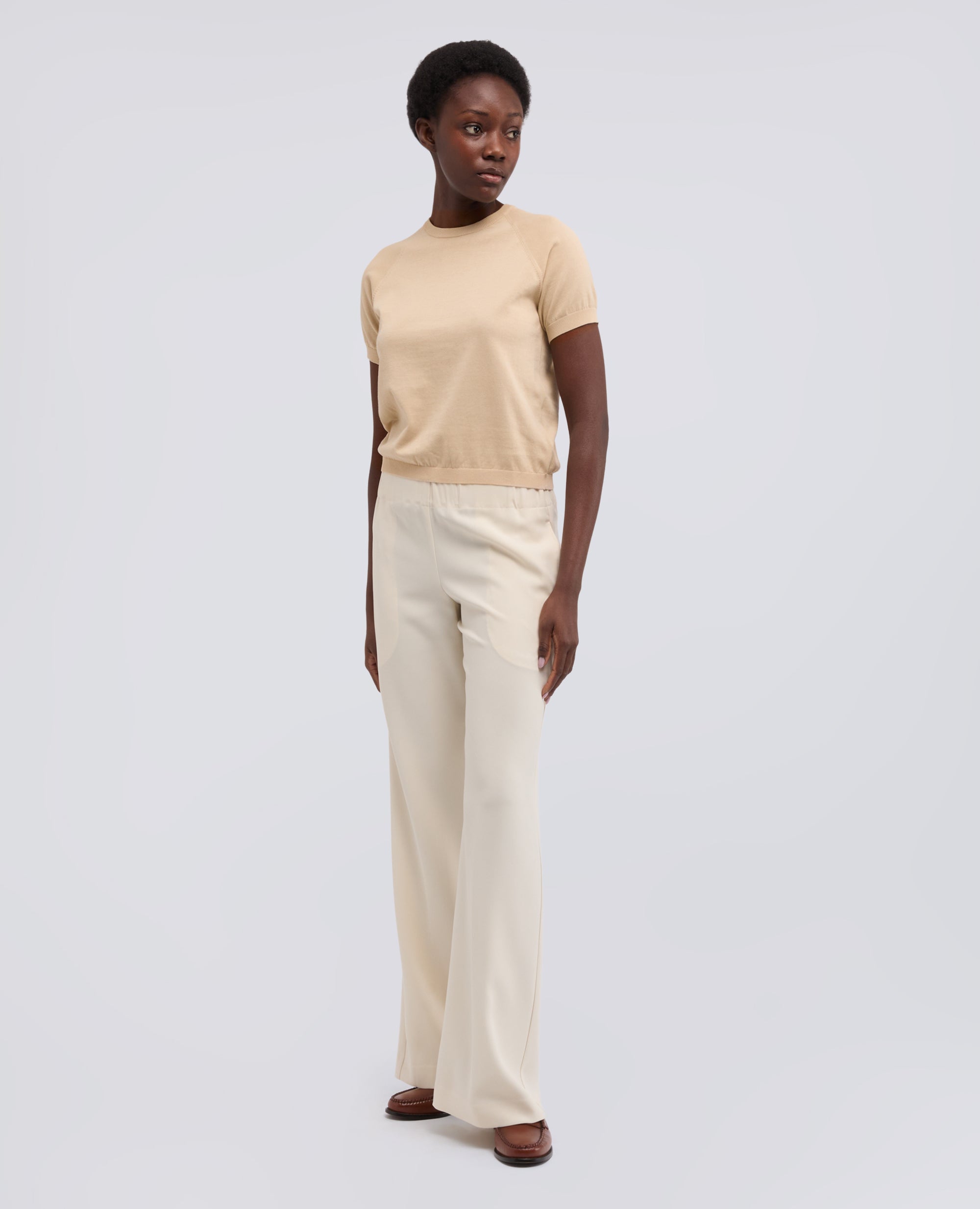 T-SHIRT GIROCOLLO IN FILATO DI PURO COTONE - BEIGE - ASPESI