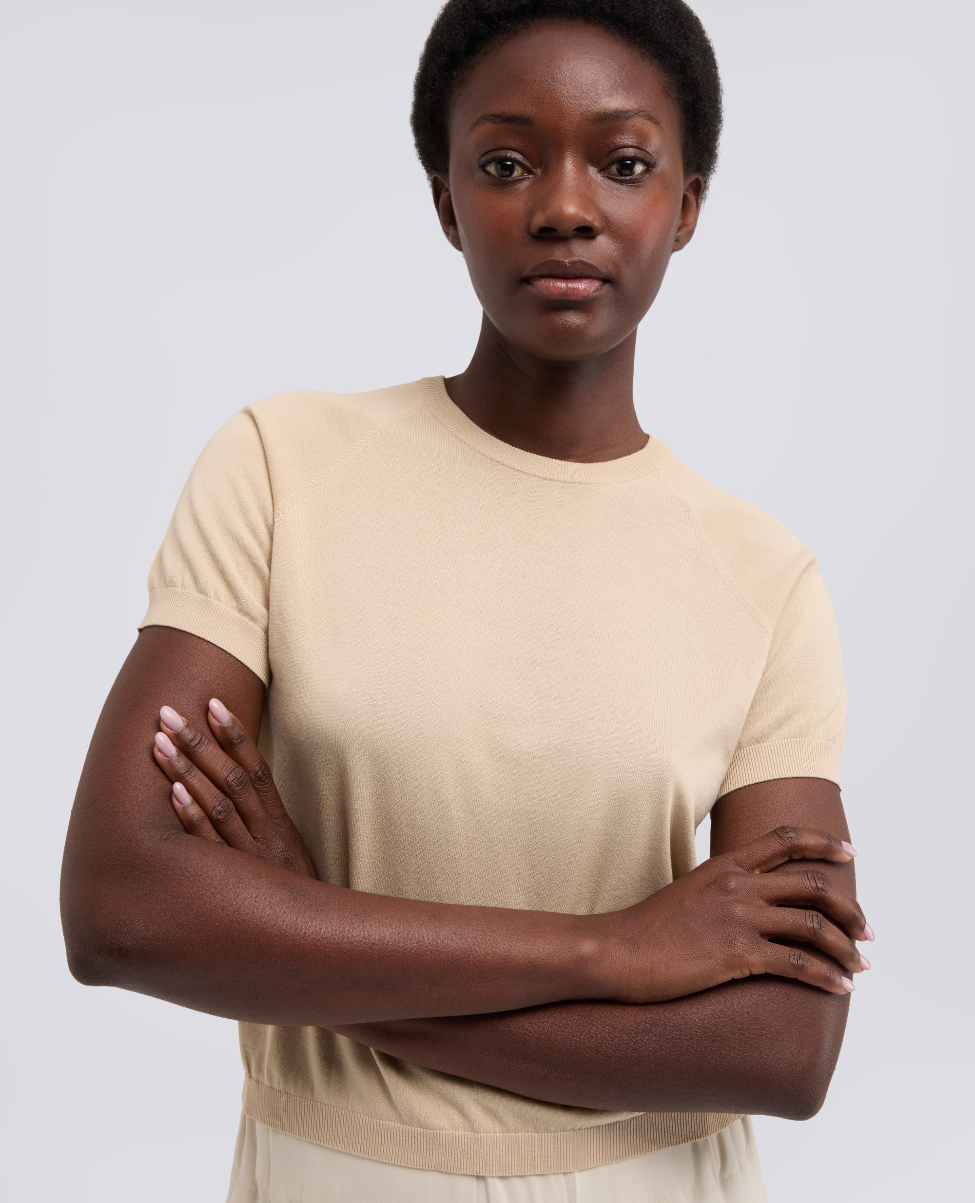 T-SHIRT GIROCOLLO IN FILATO DI PURO COTONE - BEIGE - ASPESI