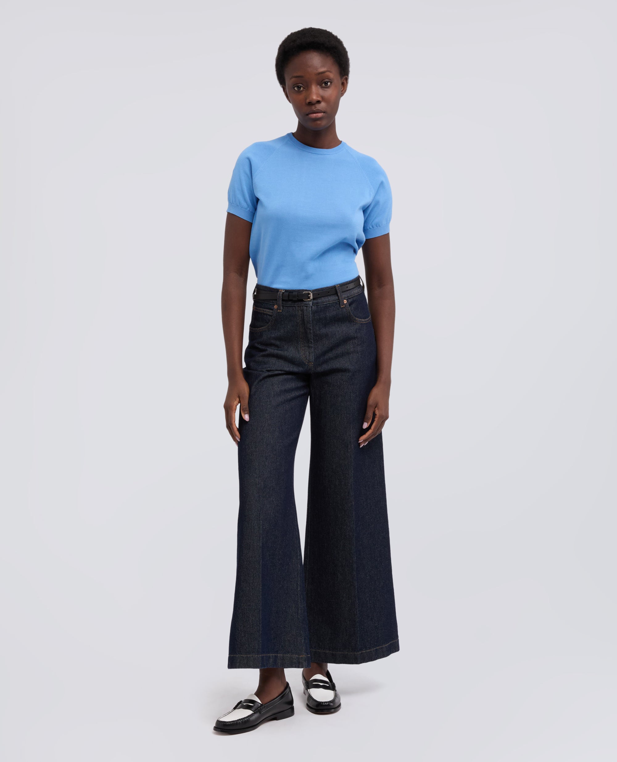 T-SHIRT GIROCOLLO IN FILATO DI PURO COTONE - AZZURRO - ASPESI