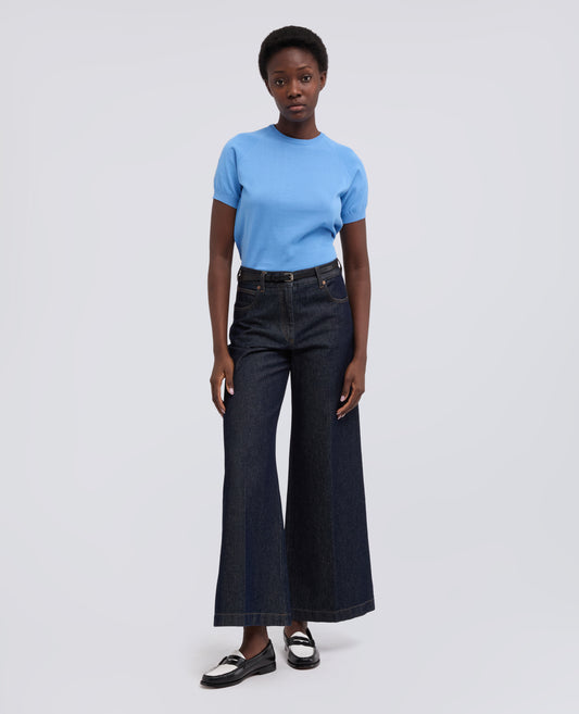 T-SHIRT GIROCOLLO IN FILATO DI PURO COTONE - AZZURRO - ASPESI