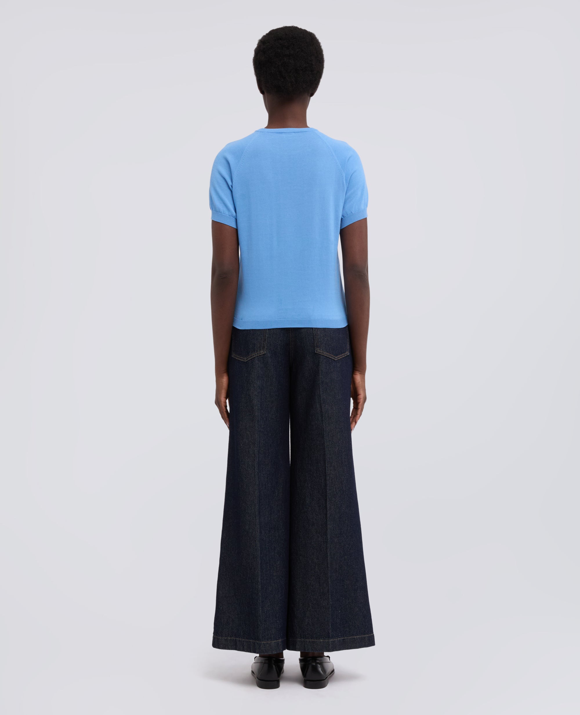 T-SHIRT GIROCOLLO IN FILATO DI PURO COTONE - AZZURRO - ASPESI