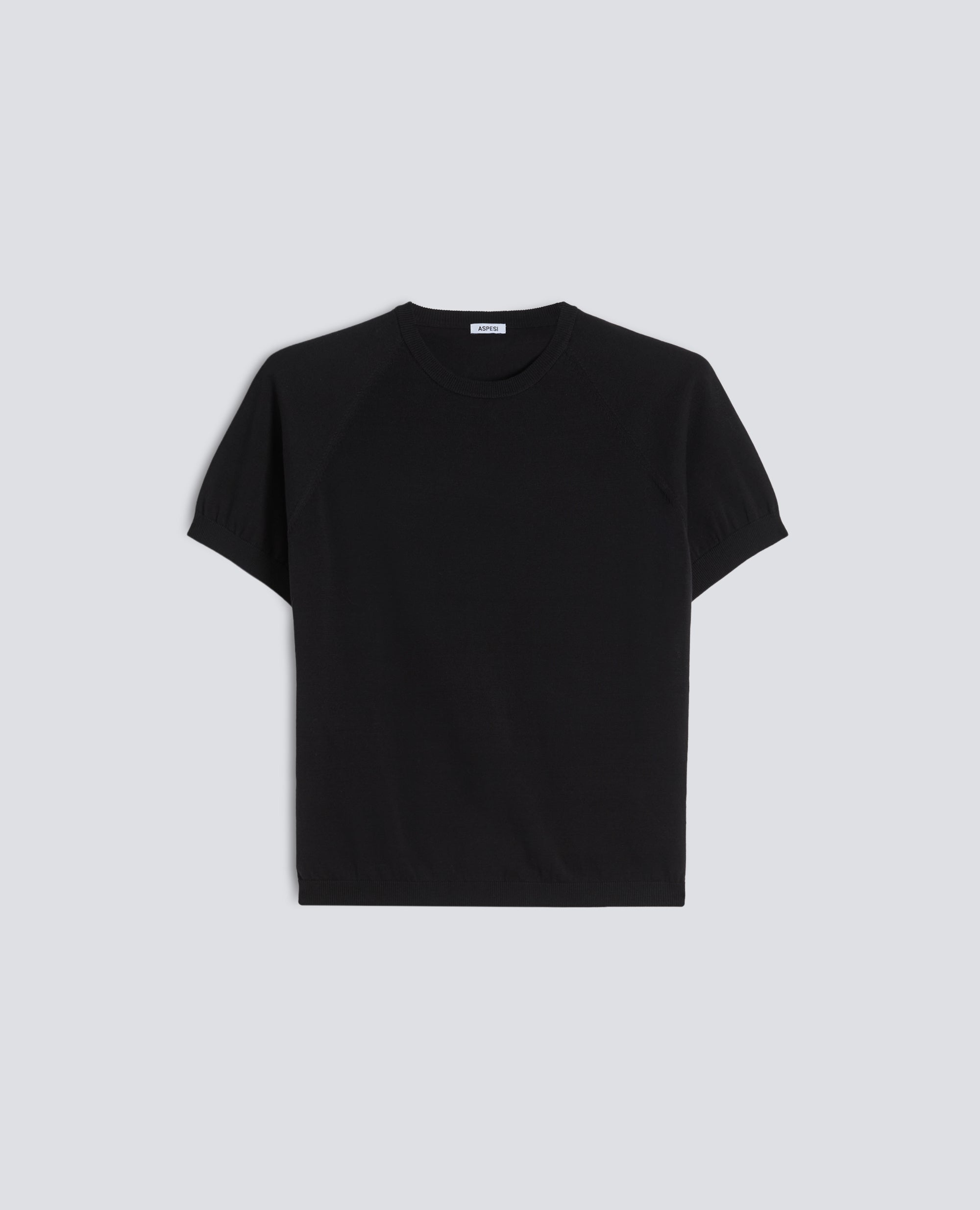T-SHIRT GIROCOLLO IN FILATO DI PURO COTONE - NERO - ASPESI