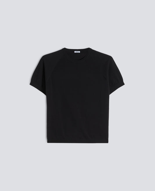 T-SHIRT GIROCOLLO IN FILATO DI PURO COTONE - NERO - ASPESI