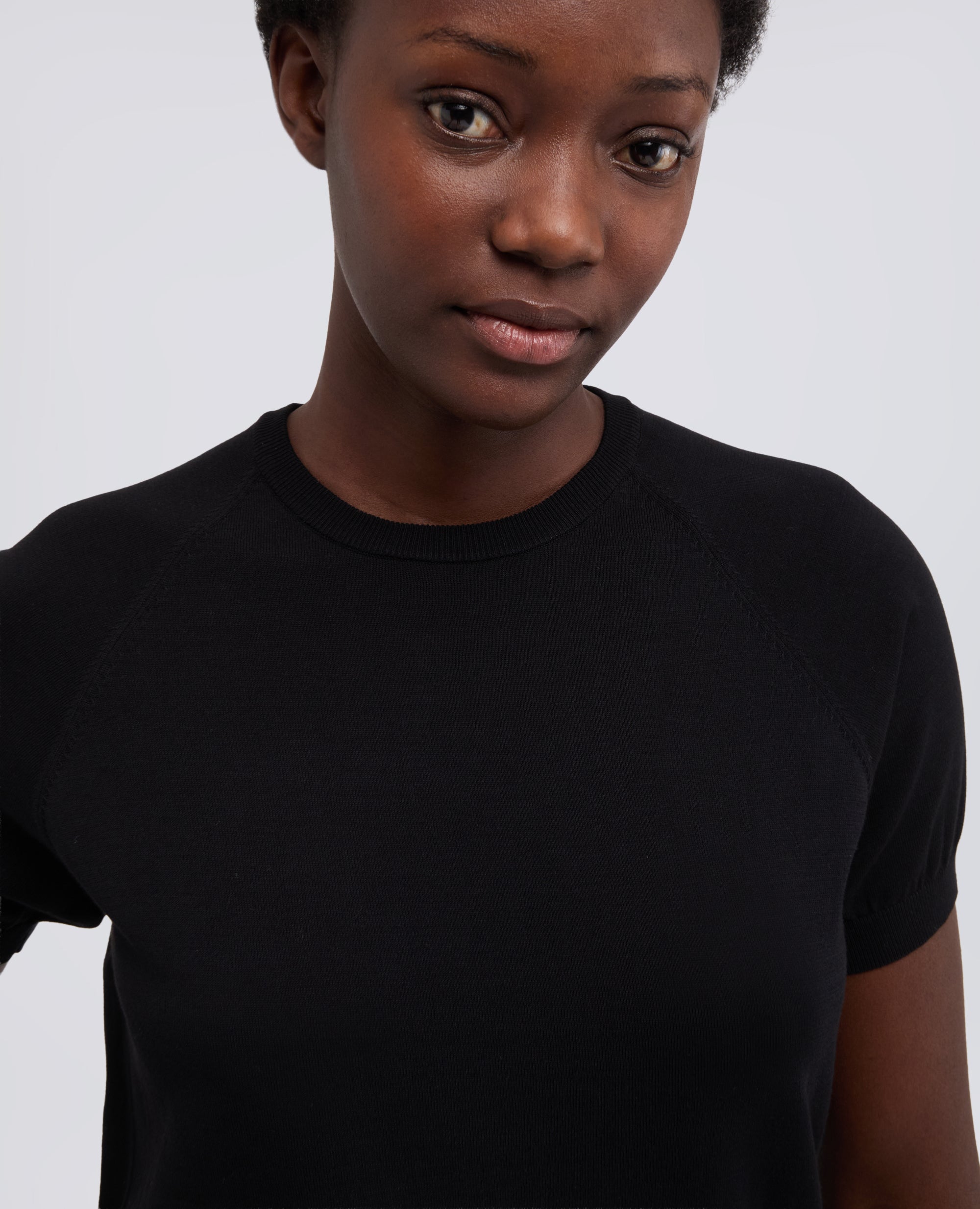 T-SHIRT GIROCOLLO IN FILATO DI PURO COTONE - NERO - ASPESI