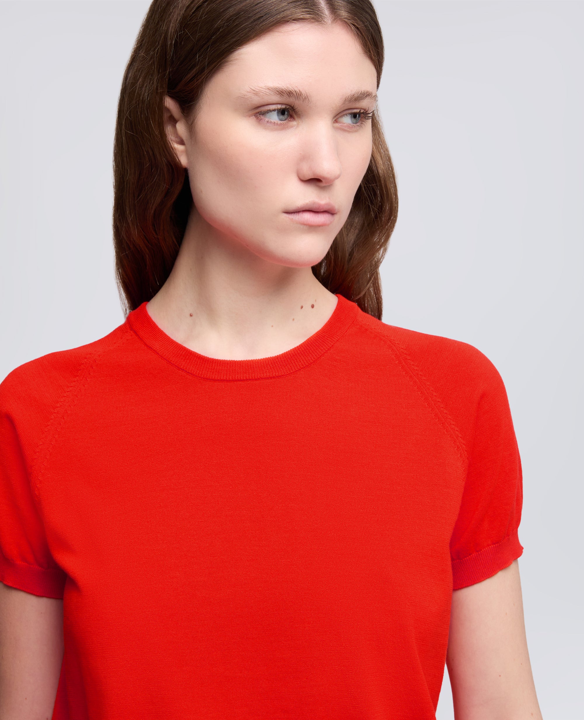 T-SHIRT GIROCOLLO IN FILATO DI PURO COTONE - ROSSO - ASPESI
